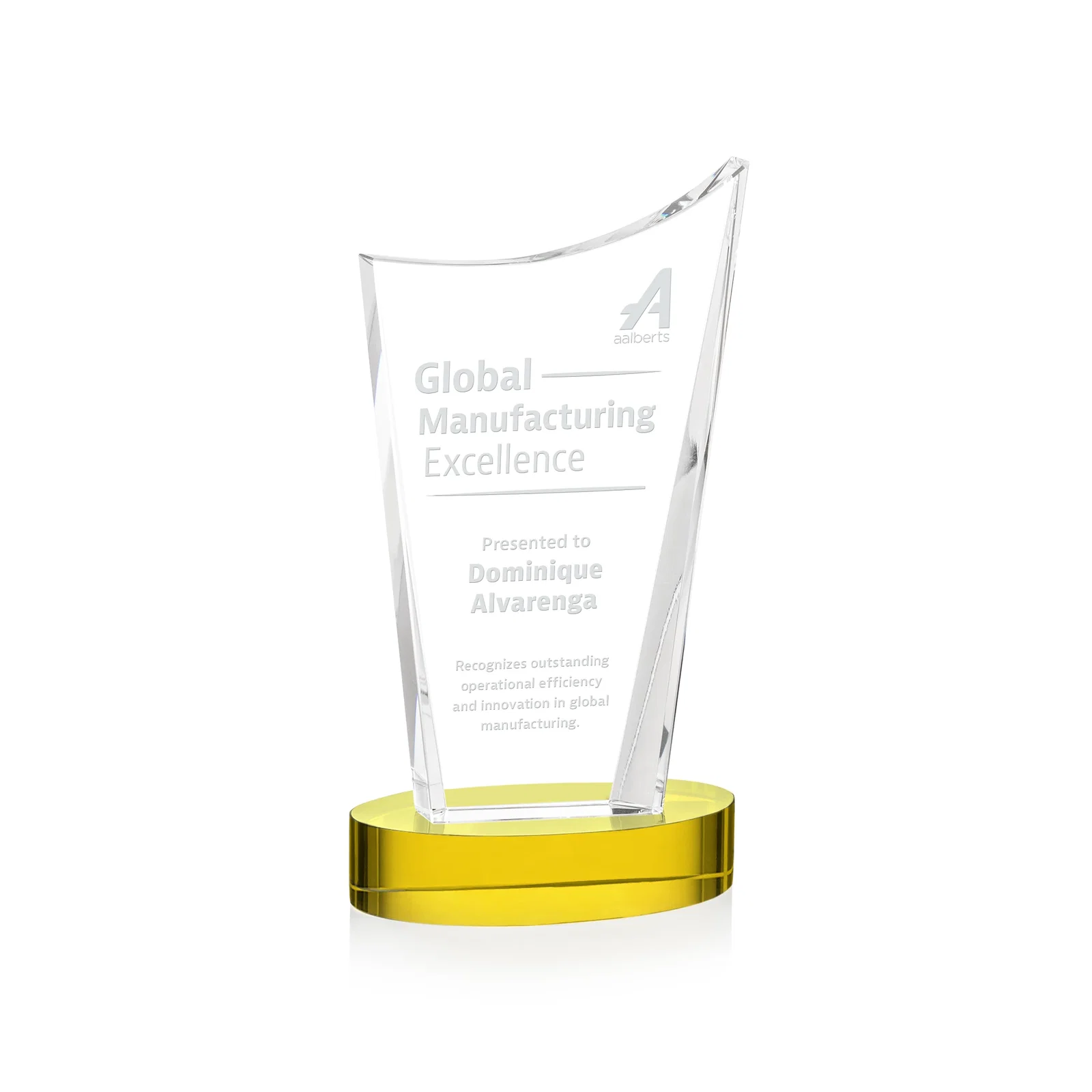 Custom Optical Crystal Award on Alberton Base in Nine Colors, awards for volunteer appreciation