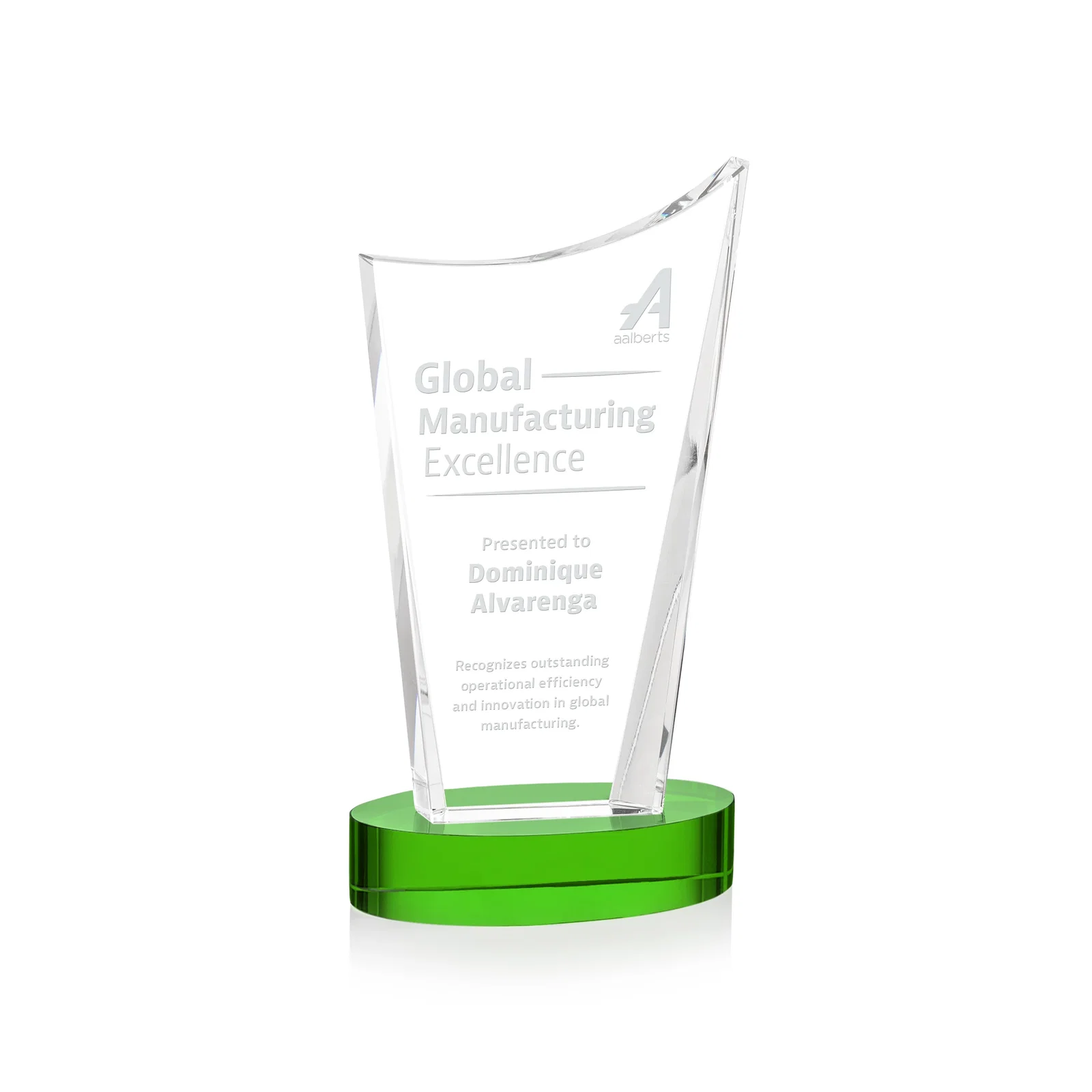 Personalized Optical Crystal Award on Alberton Base in Nine Colors, awards for corporate award ceremonies