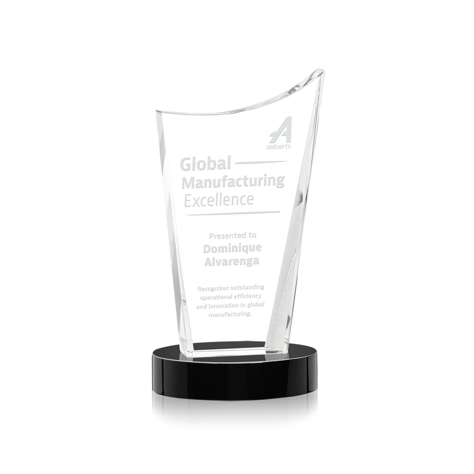 Personalized Optical Crystal Award on Alberton Base in Nine Colors, awards for team milestone celebrations