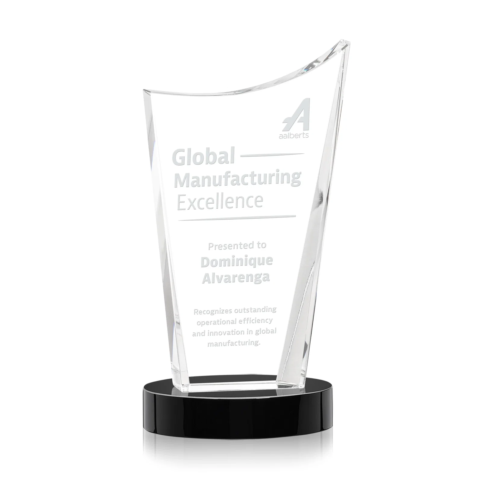 Personalized Optical Crystal Award on Alberton Base in Nine Colors, awards for graduation ceremonies