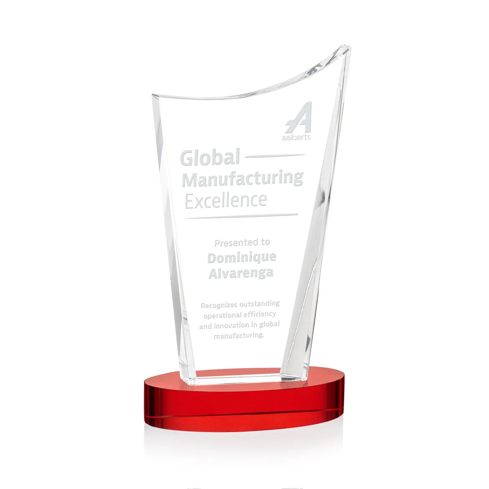 Promotional Optical Crystal Award on Alberton Base in Nine Colors, awards for service anniversary gifts