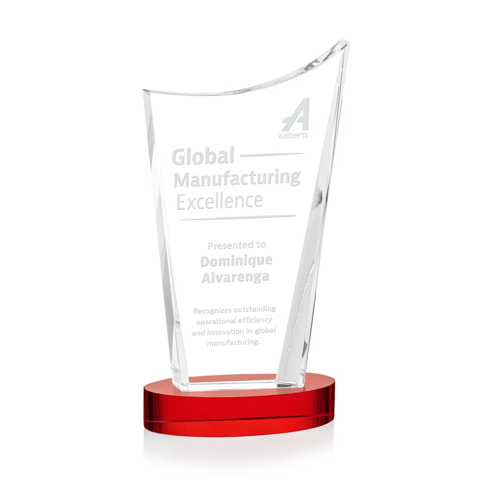 Promotional Optical Crystal Award on Alberton Base in Nine Colors, awards for sales achievement awards