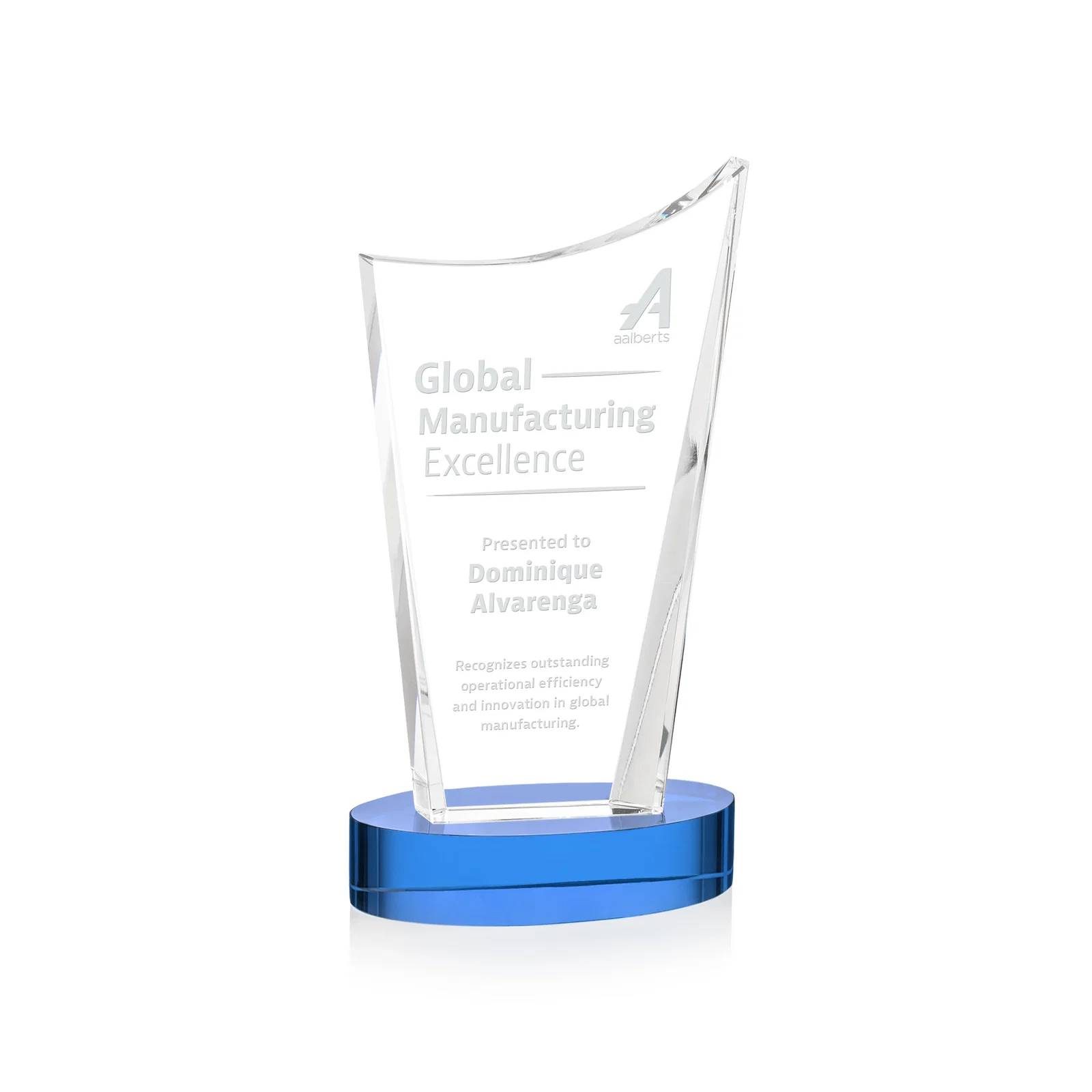 Promotional Optical Crystal Award on Alberton Base in Nine Colors, awards for team milestone celebrations