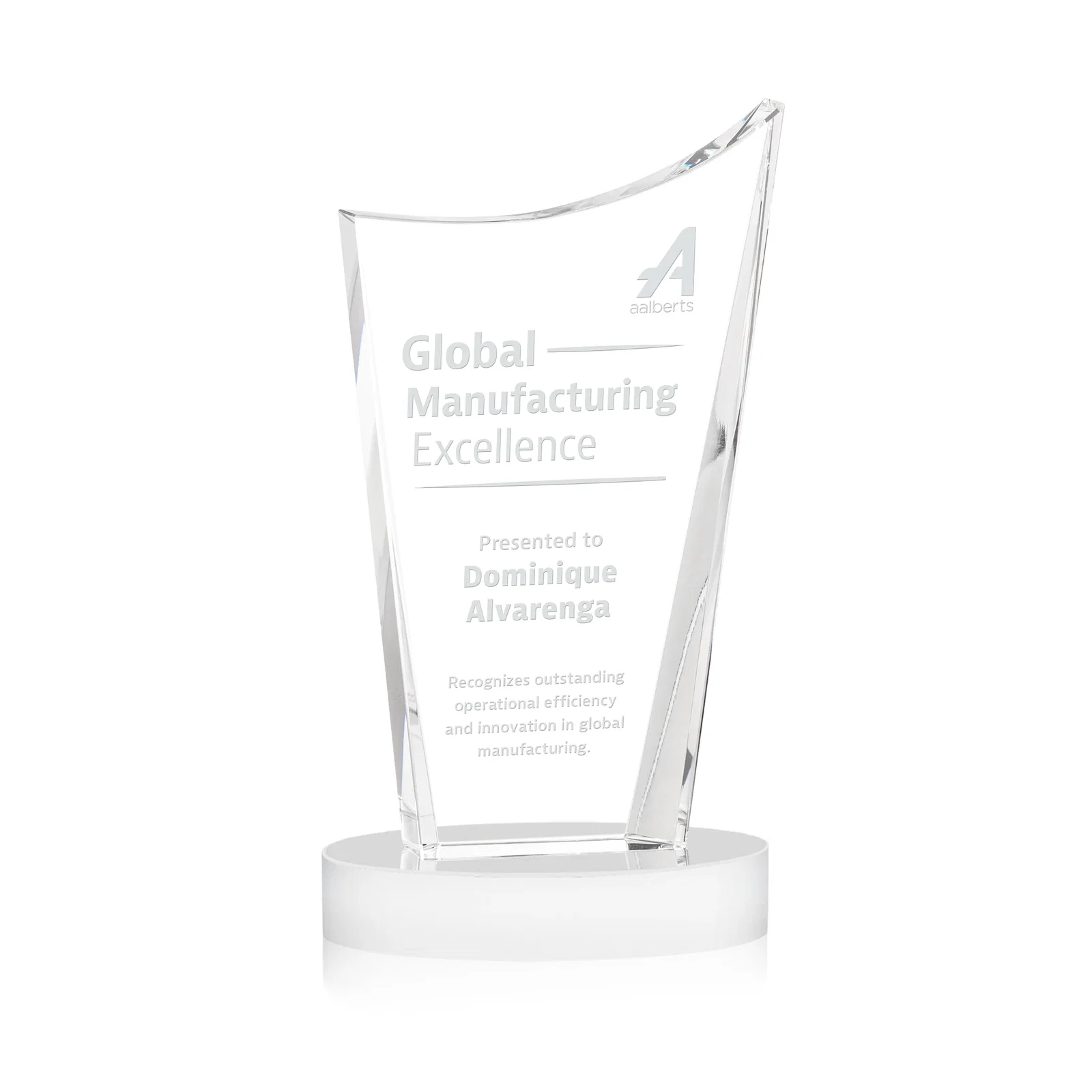 Promotional Optical Crystal Award on Alberton Base in Nine Colors, awards for dealer and partner awards