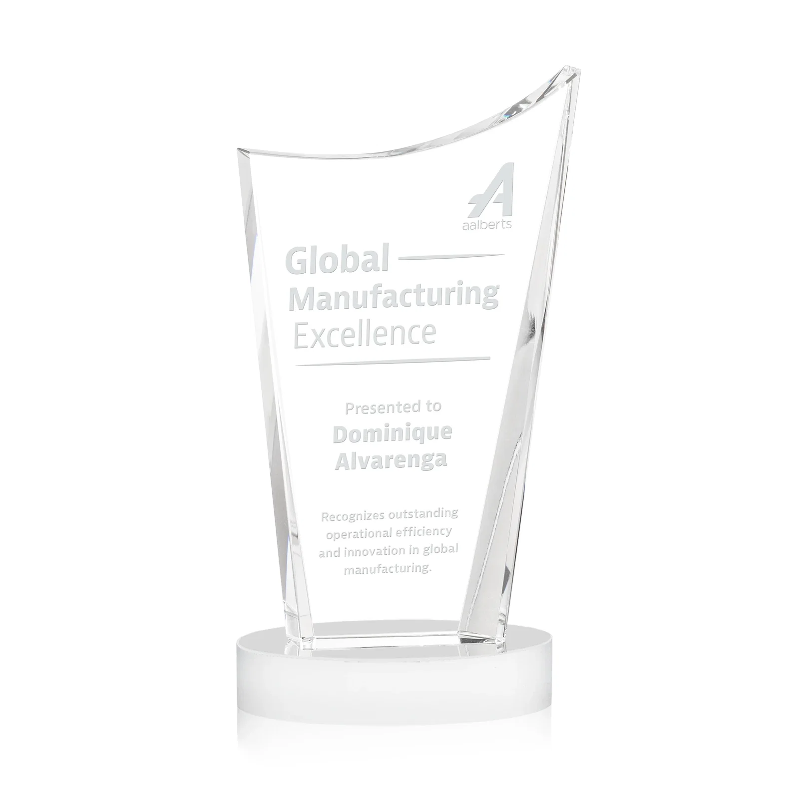 Promotional Optical Crystal Award on Alberton Base in Nine Colors, awards for company anniversary events