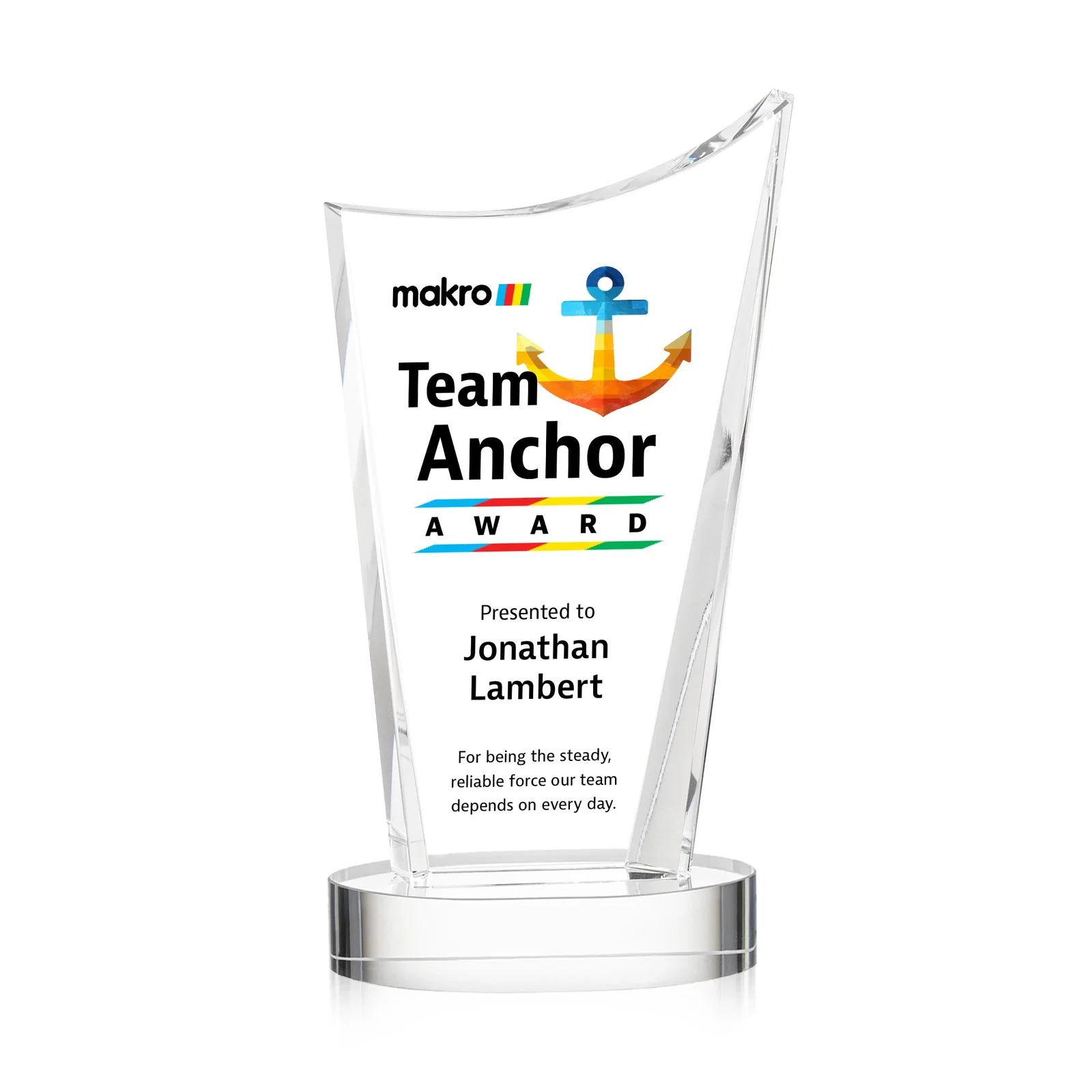 Branded Optical Crystal Award on Alberton Base in Nine Colors, awards for graduation ceremonies