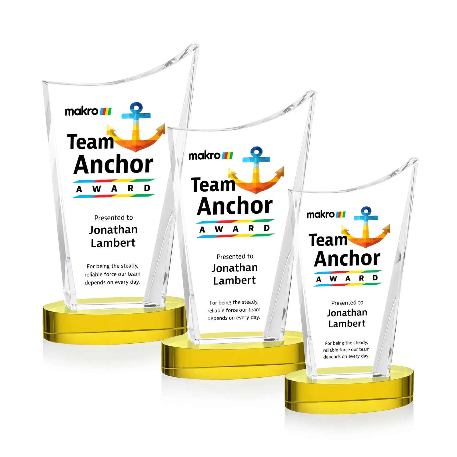 Branded Optical Crystal Award on Alberton Base in Nine Colors, awards for safety achievement programs