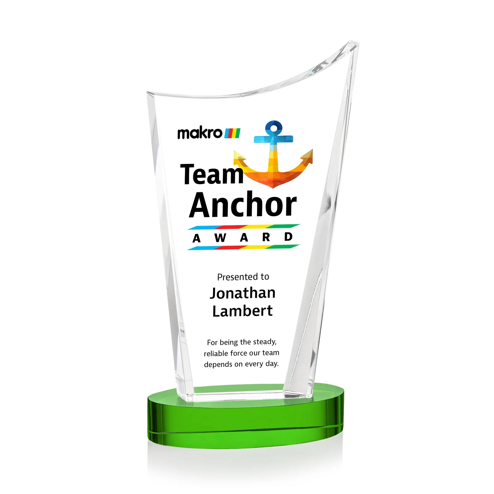 Custom printed Optical Crystal Award on Alberton Base in Nine Colors, awards for sales achievement awards