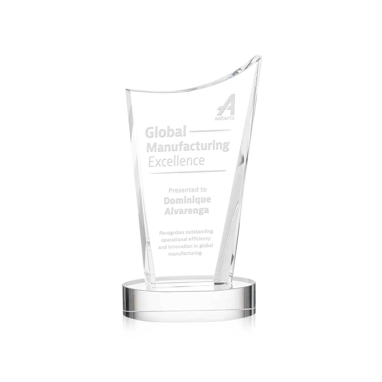 Custom Optical Crystal Award on Alberton Base in Nine Colors, awards for team milestone celebrations