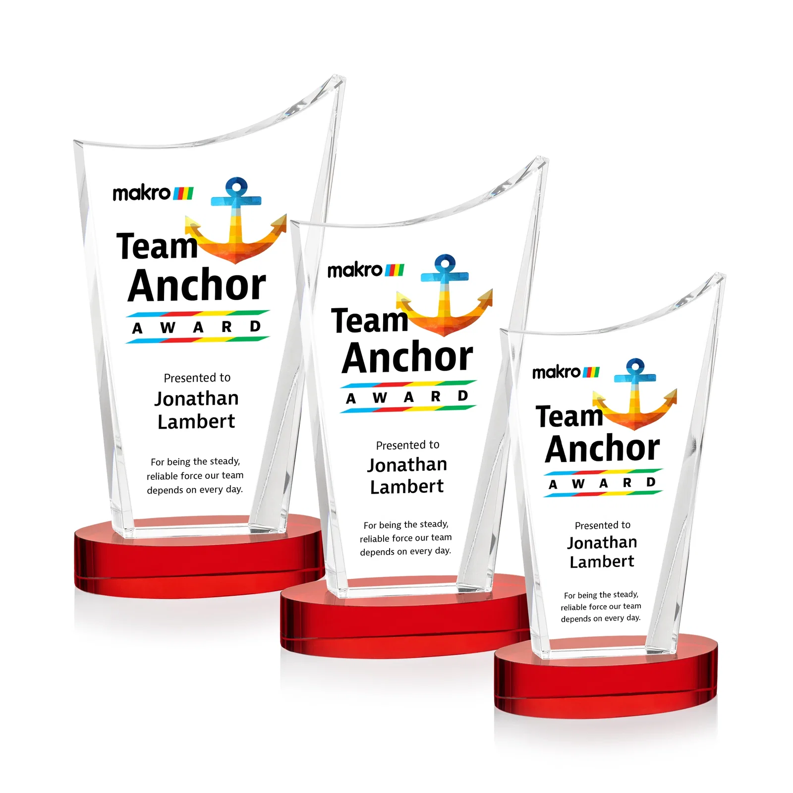 Customized Optical Crystal Award on Alberton Base in Nine Colors, awards for employee recognition