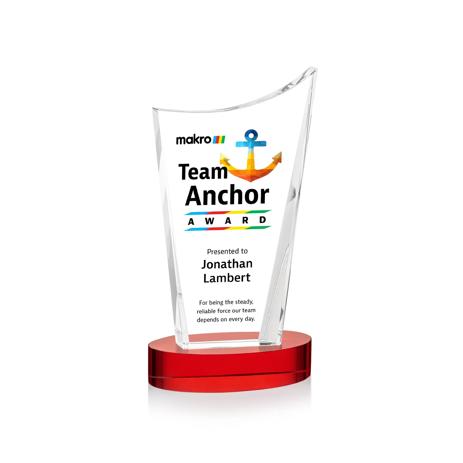 Customized Optical Crystal Award on Alberton Base in Nine Colors, awards for corporate award ceremonies