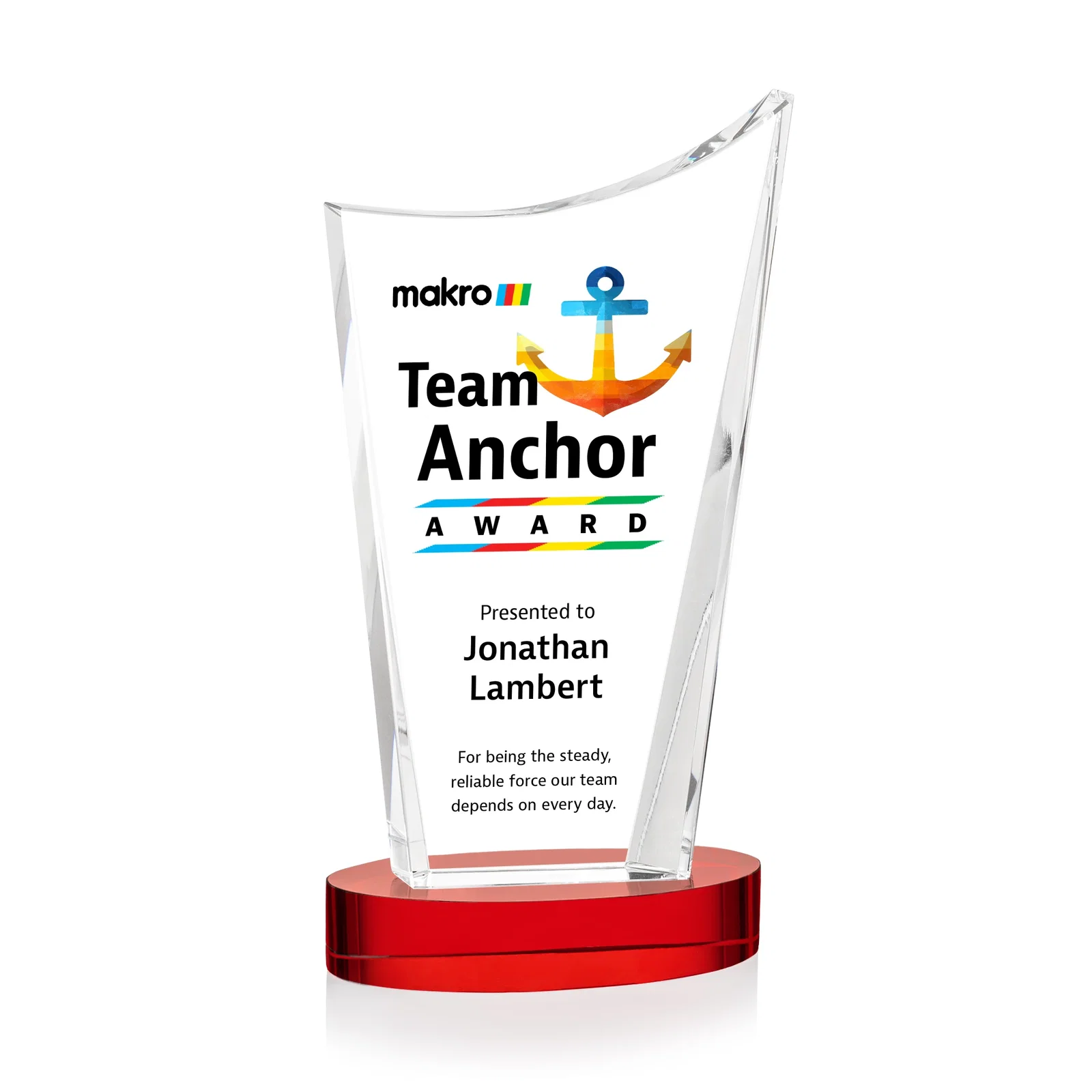 Customized Optical Crystal Award on Alberton Base in Nine Colors, awards for sales achievement awards