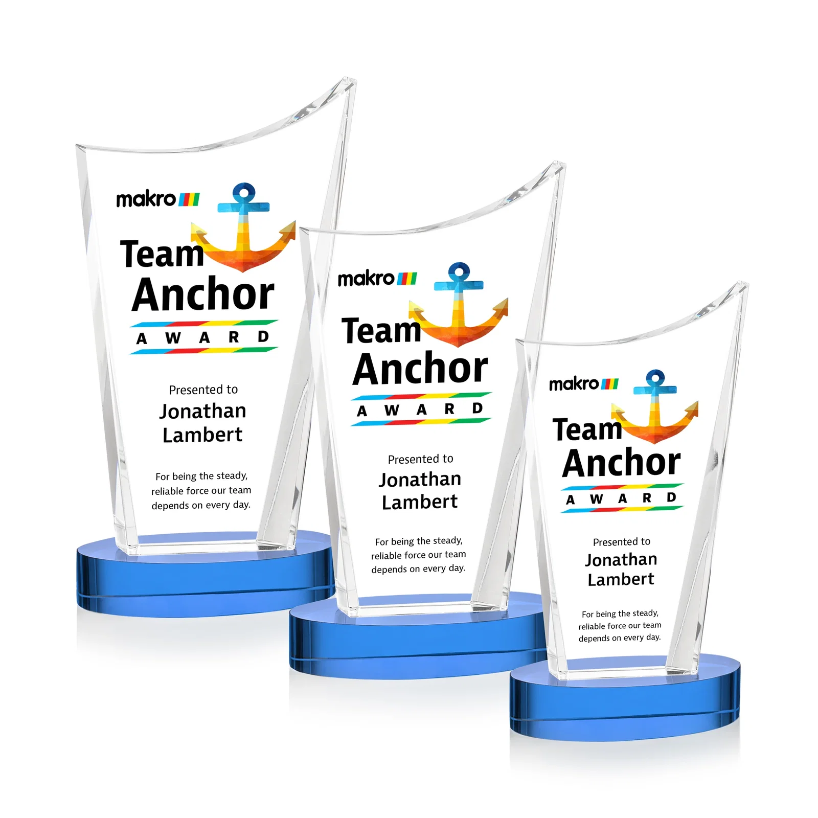 Customized Optical Crystal Award on Alberton Base in Nine Colors, awards for retirement presentations