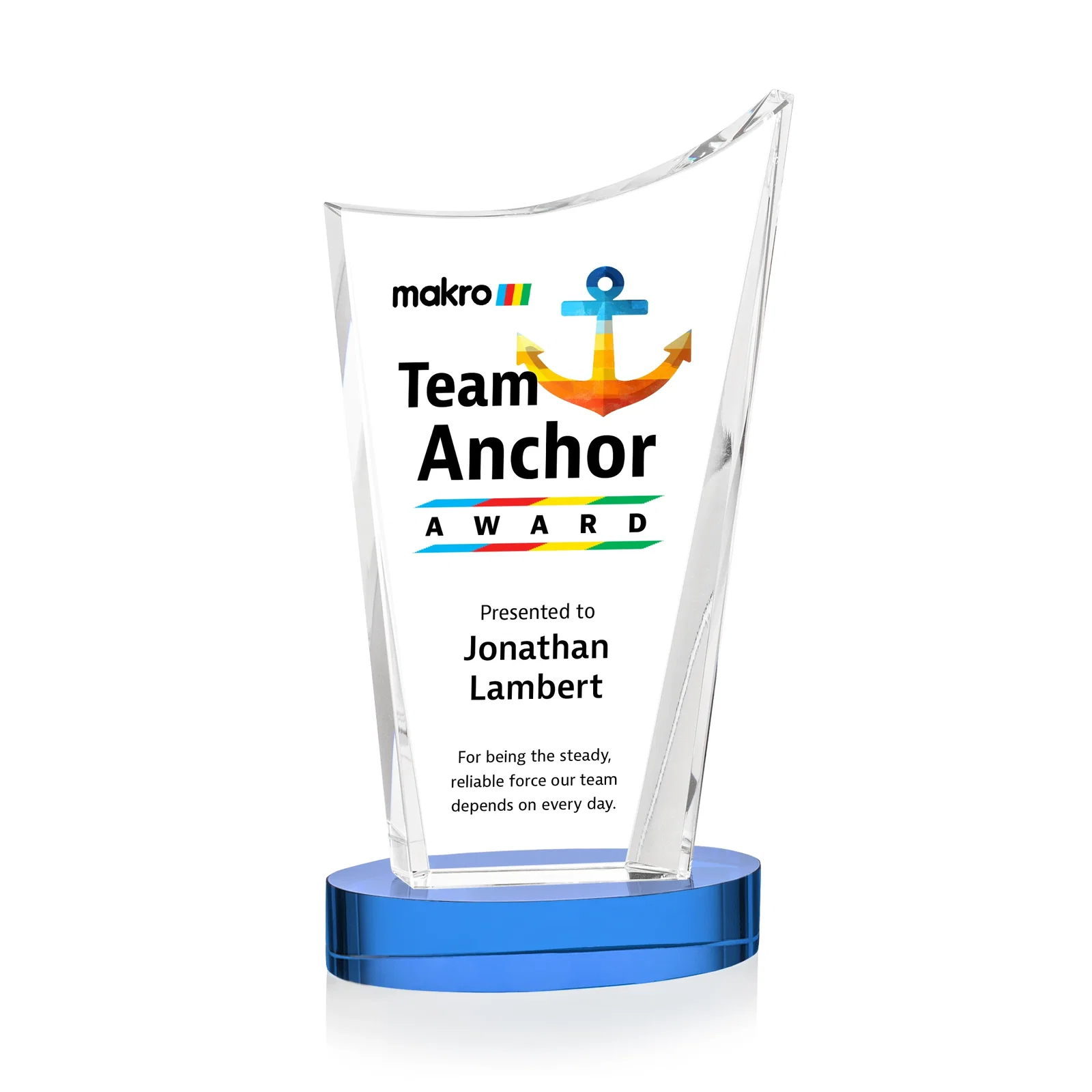 Customized Optical Crystal Award on Alberton Base in Nine Colors, awards for graduation ceremonies