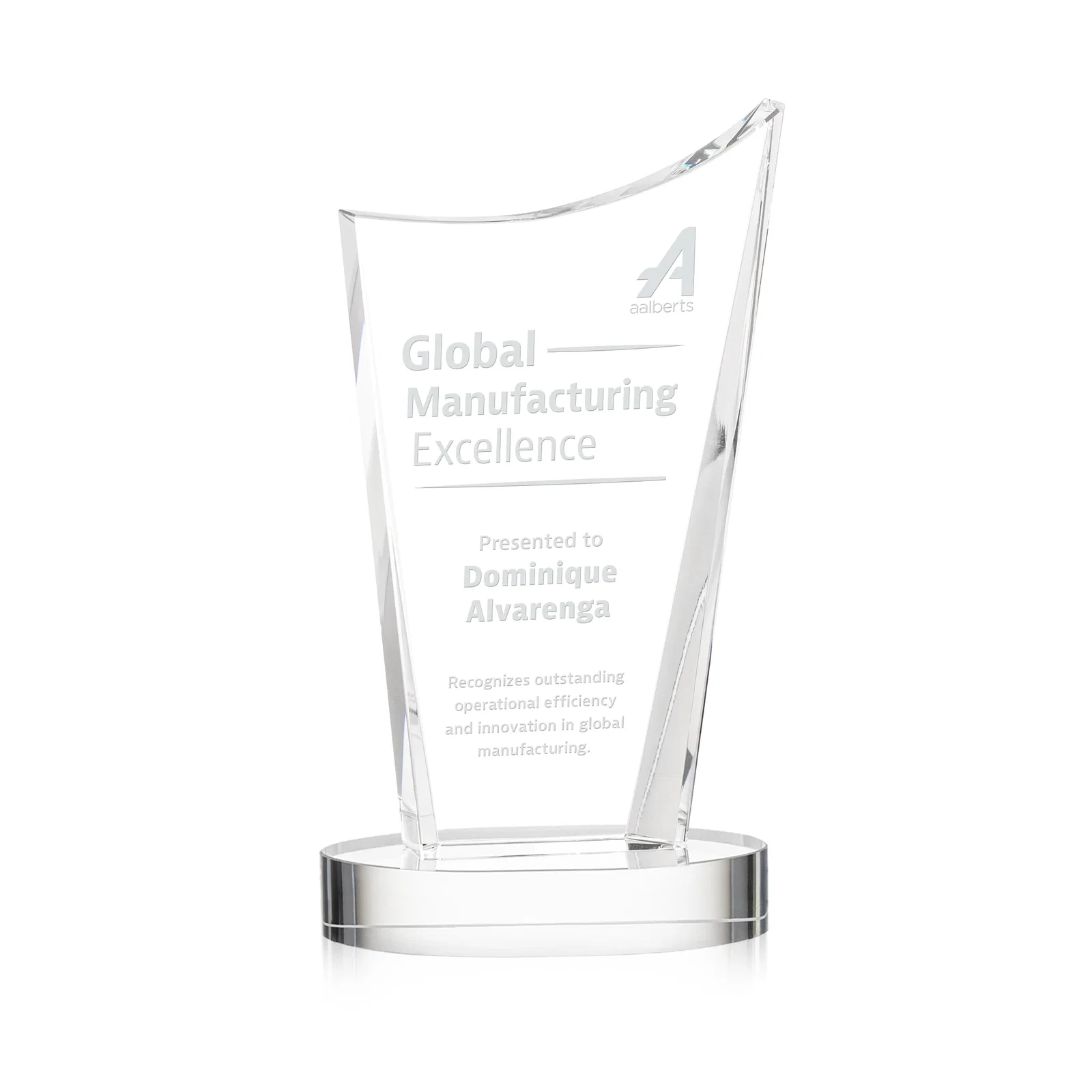 Custom Optical Crystal Award on Alberton Base in Nine Colors, awards for donor appreciation
