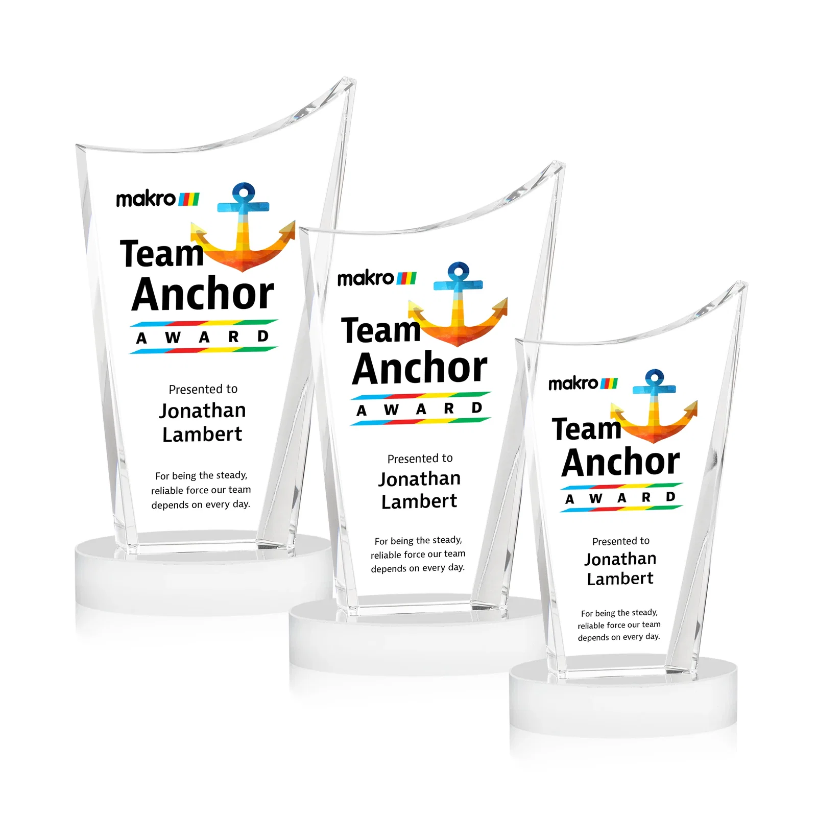Customized Optical Crystal Award on Alberton Base in Nine Colors, awards for volunteer appreciation