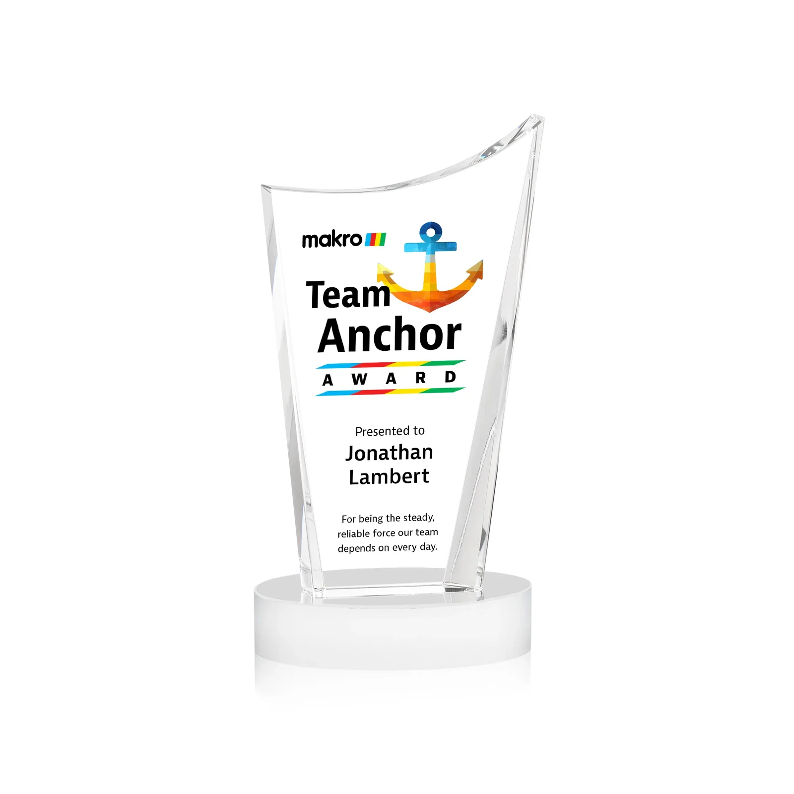 Customized Optical Crystal Award on Alberton Base in Nine Colors, awards for dealer and partner awards