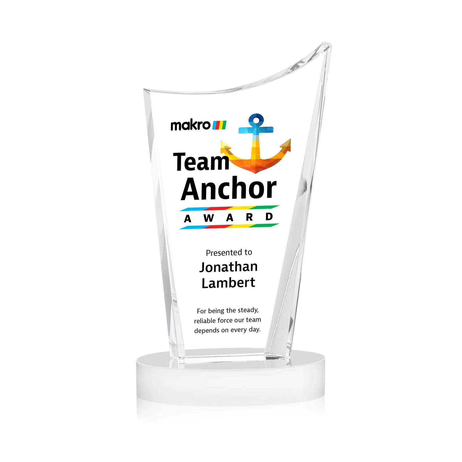 Customized Optical Crystal Award on Alberton Base in Nine Colors, awards for company anniversary events