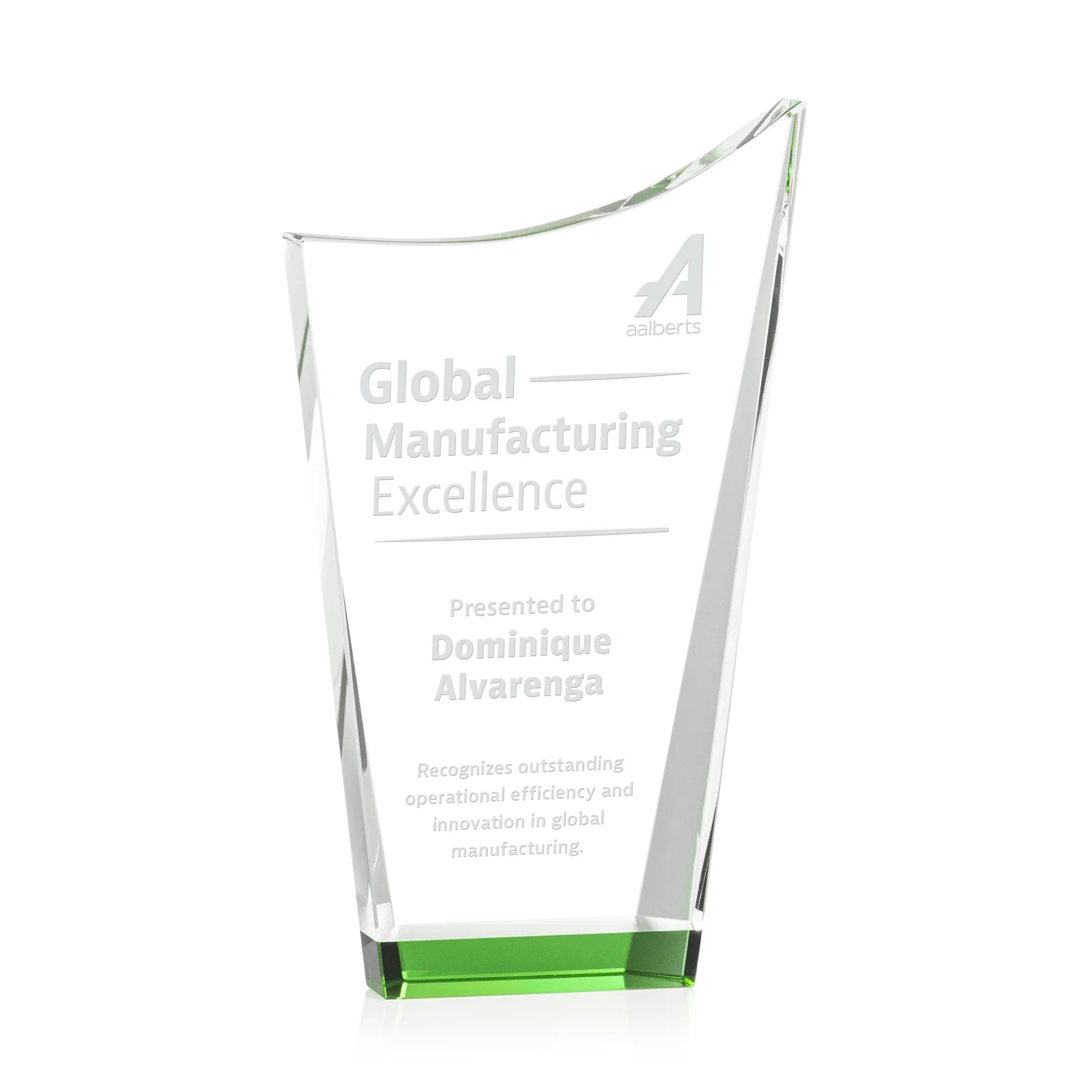 Custom Optical Crystal Award with a Glowing Color Strip Base, awards for company anniversary events