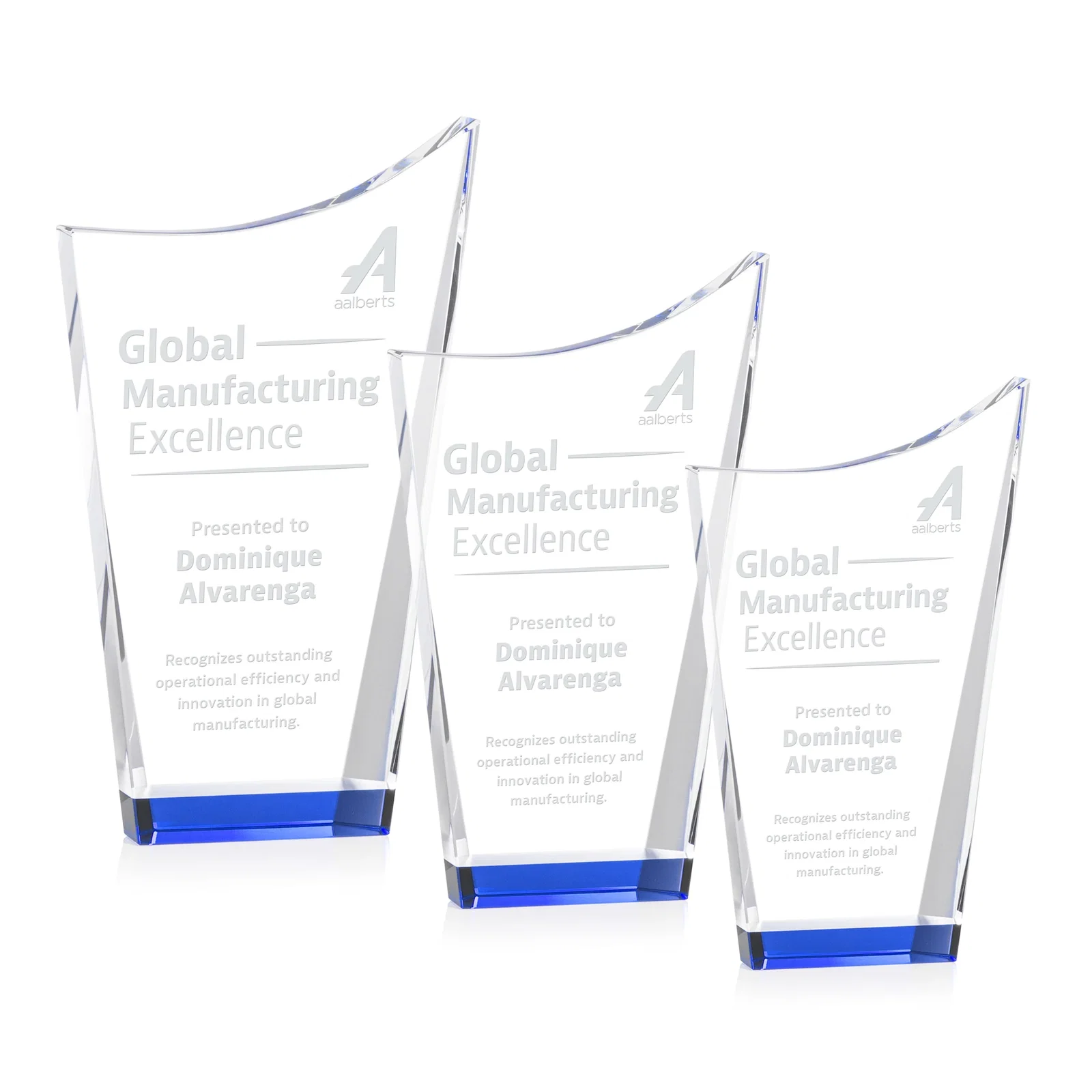 Personalized Optical Crystal Award with a Glowing Color Strip Base, awards for corporate award ceremonies
