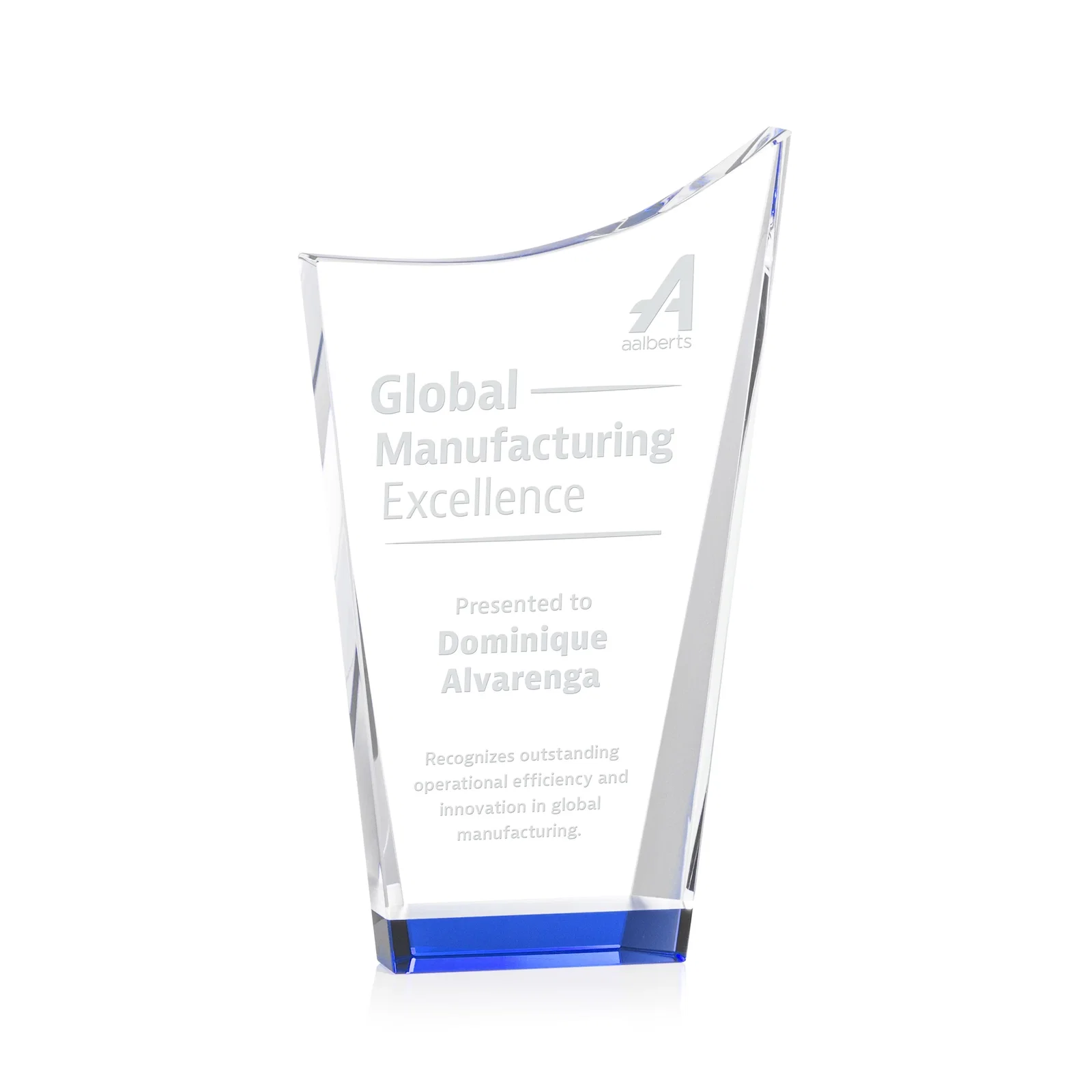Personalized Optical Crystal Award with a Glowing Color Strip Base, awards for service anniversary gifts