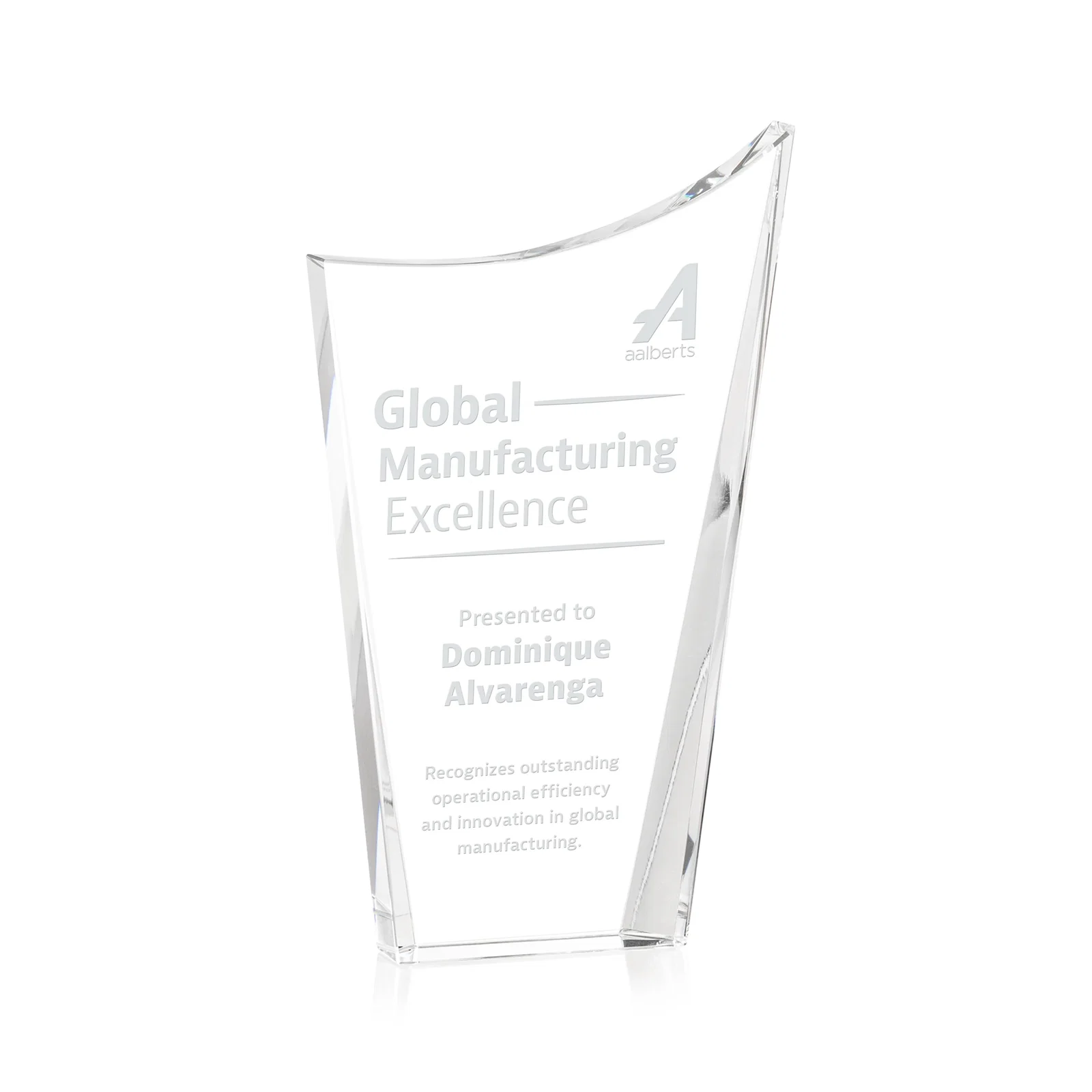 Custom Optical Crystal Award with a Glowing Color Strip Base, awards for corporate award ceremonies