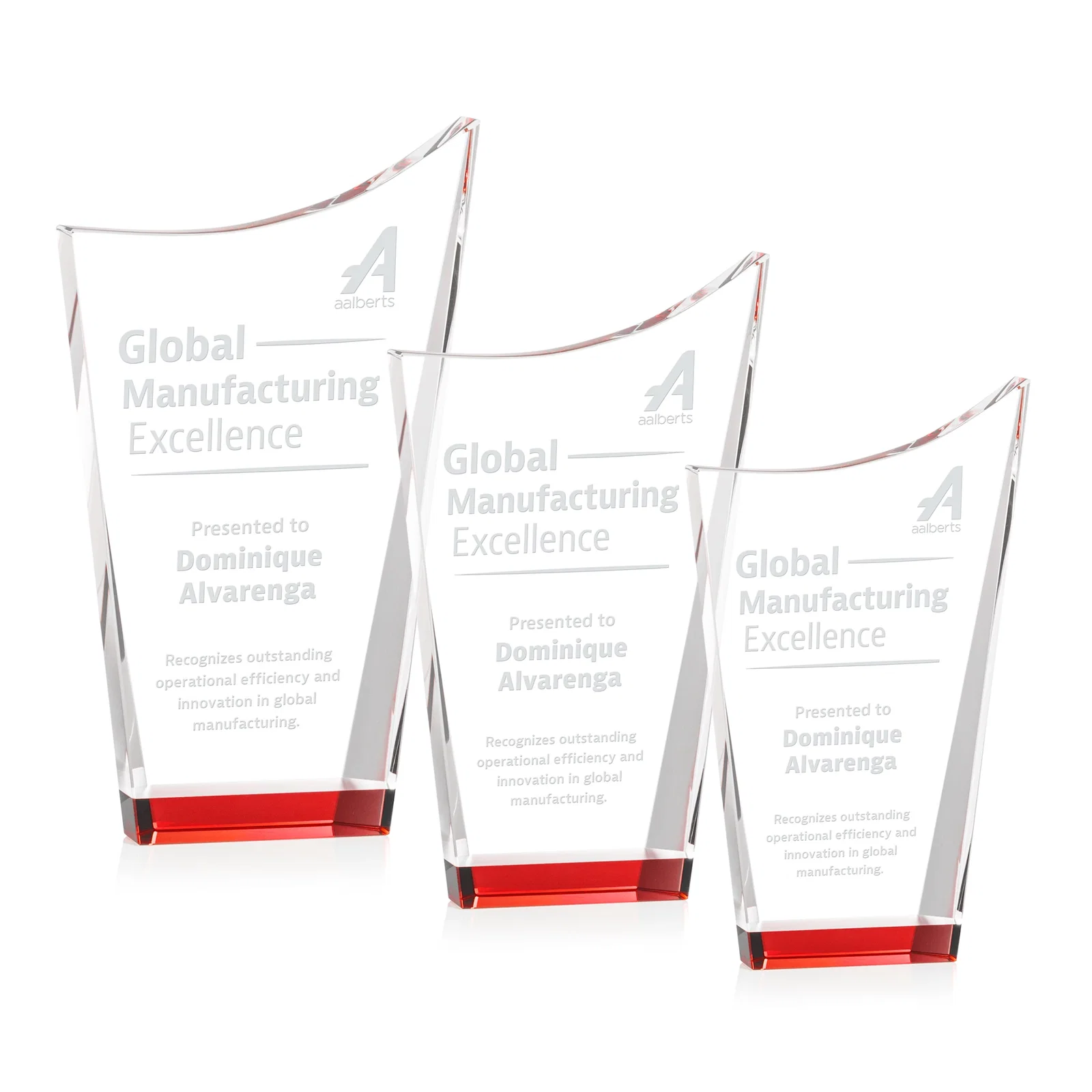 Personalized Optical Crystal Award with a Glowing Color Strip Base, awards for team milestone celebrations