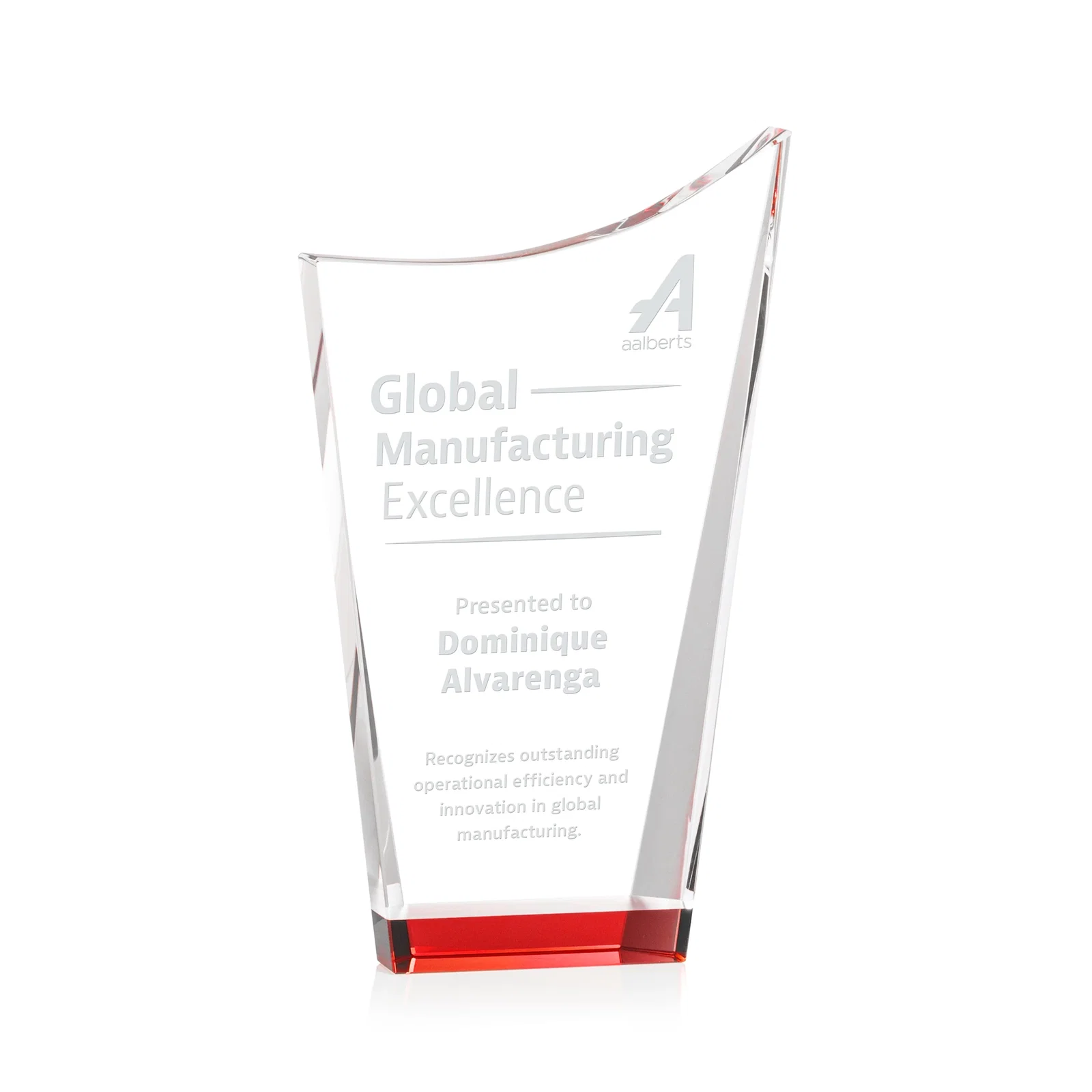 Personalized Optical Crystal Award with a Glowing Color Strip Base, awards for donor appreciation
