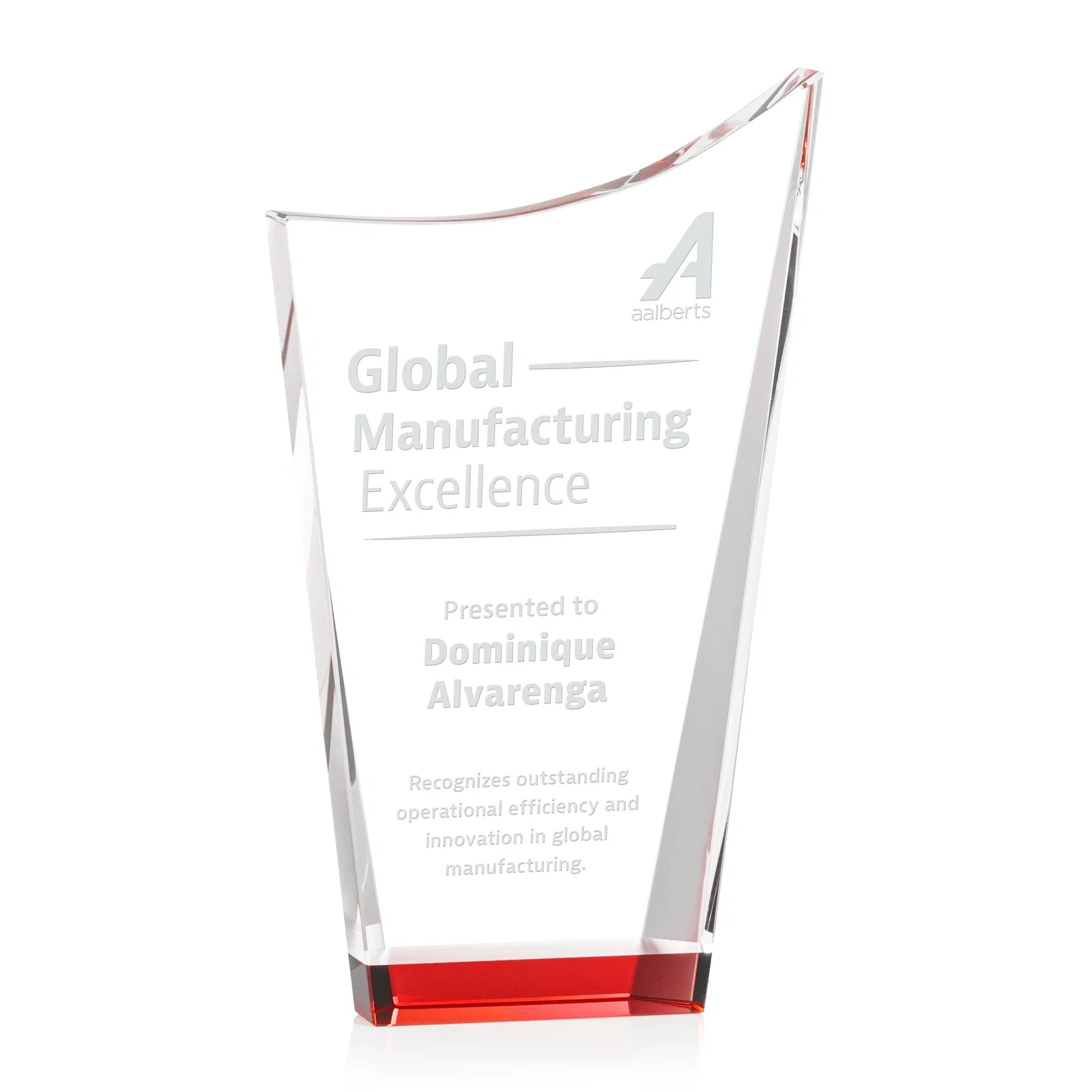 Personalized Optical Crystal Award with a Glowing Color Strip Base, awards for safety achievement programs