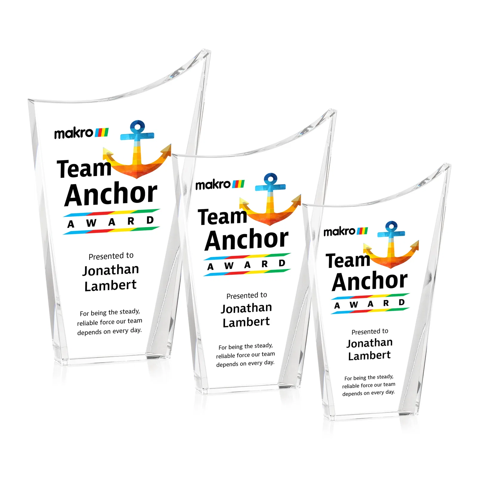 Personalized Optical Crystal Award with a Glowing Color Strip Base, awards for volunteer appreciation