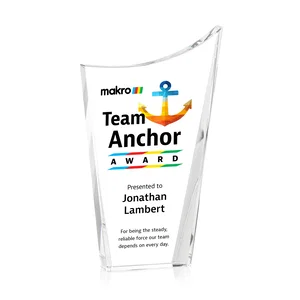 Optical Crystal Award with a Glowing Color Strip Base