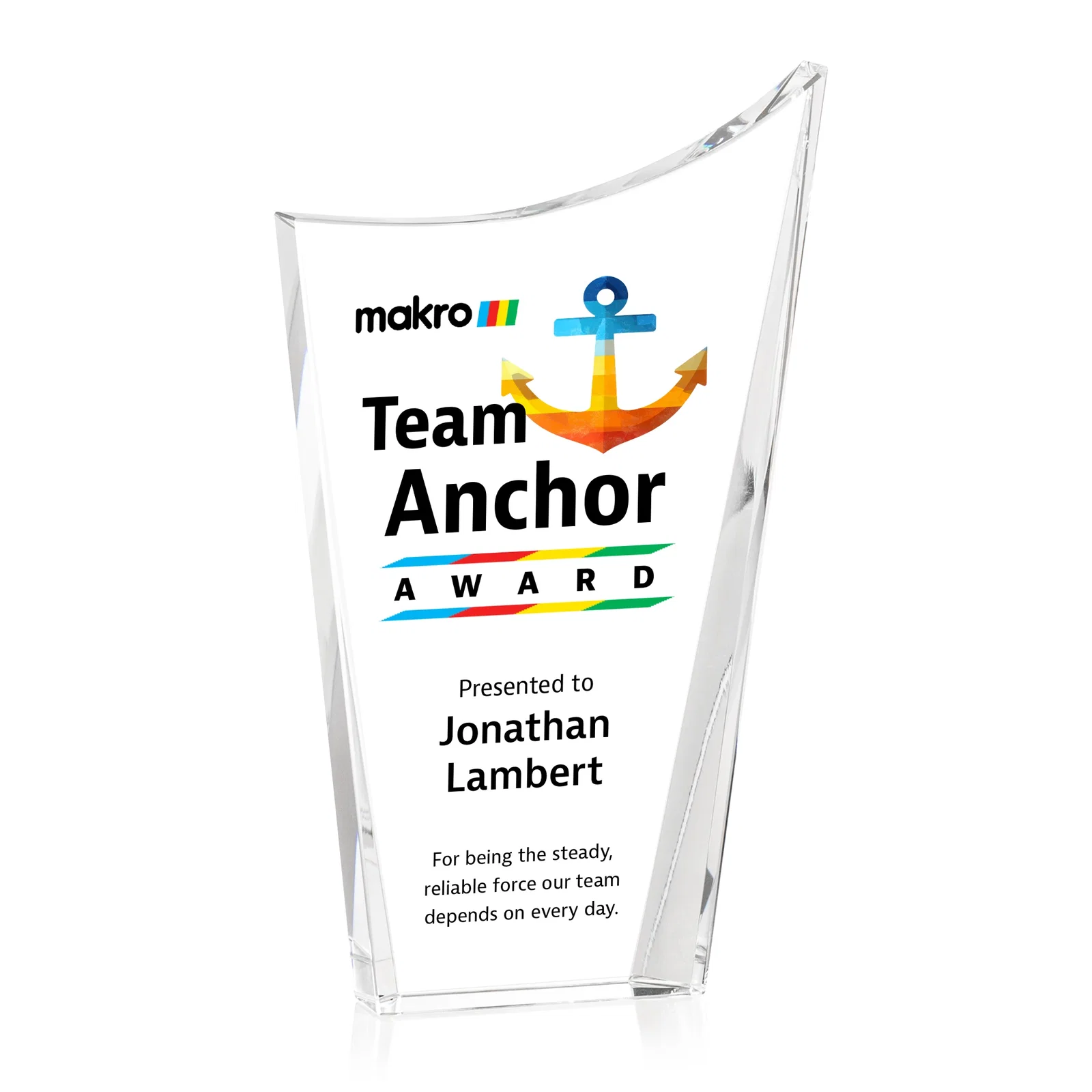 Promotional Optical Crystal Award with a Glowing Color Strip Base, awards for employee recognition