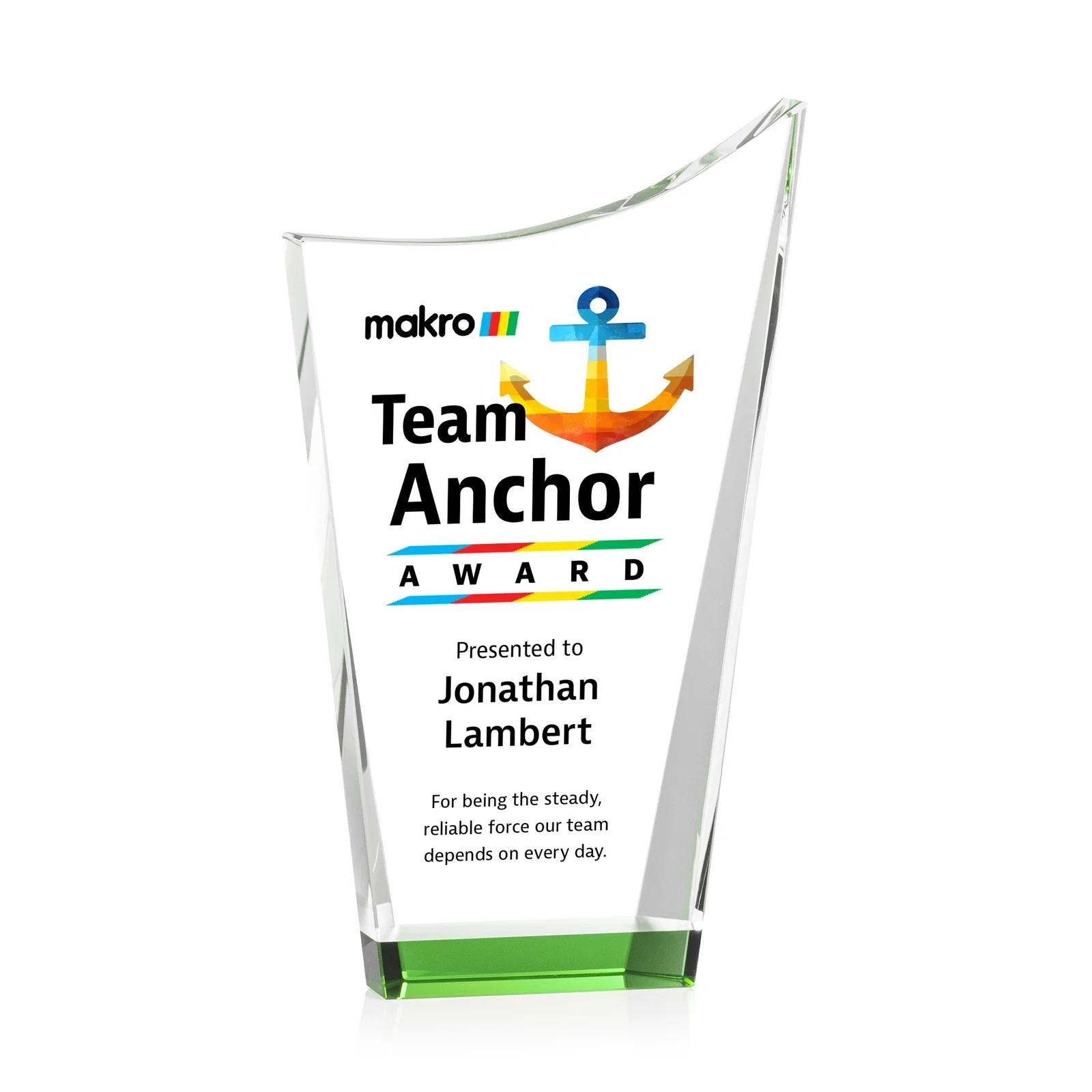 Promotional Optical Crystal Award with a Glowing Color Strip Base, awards for graduation ceremonies