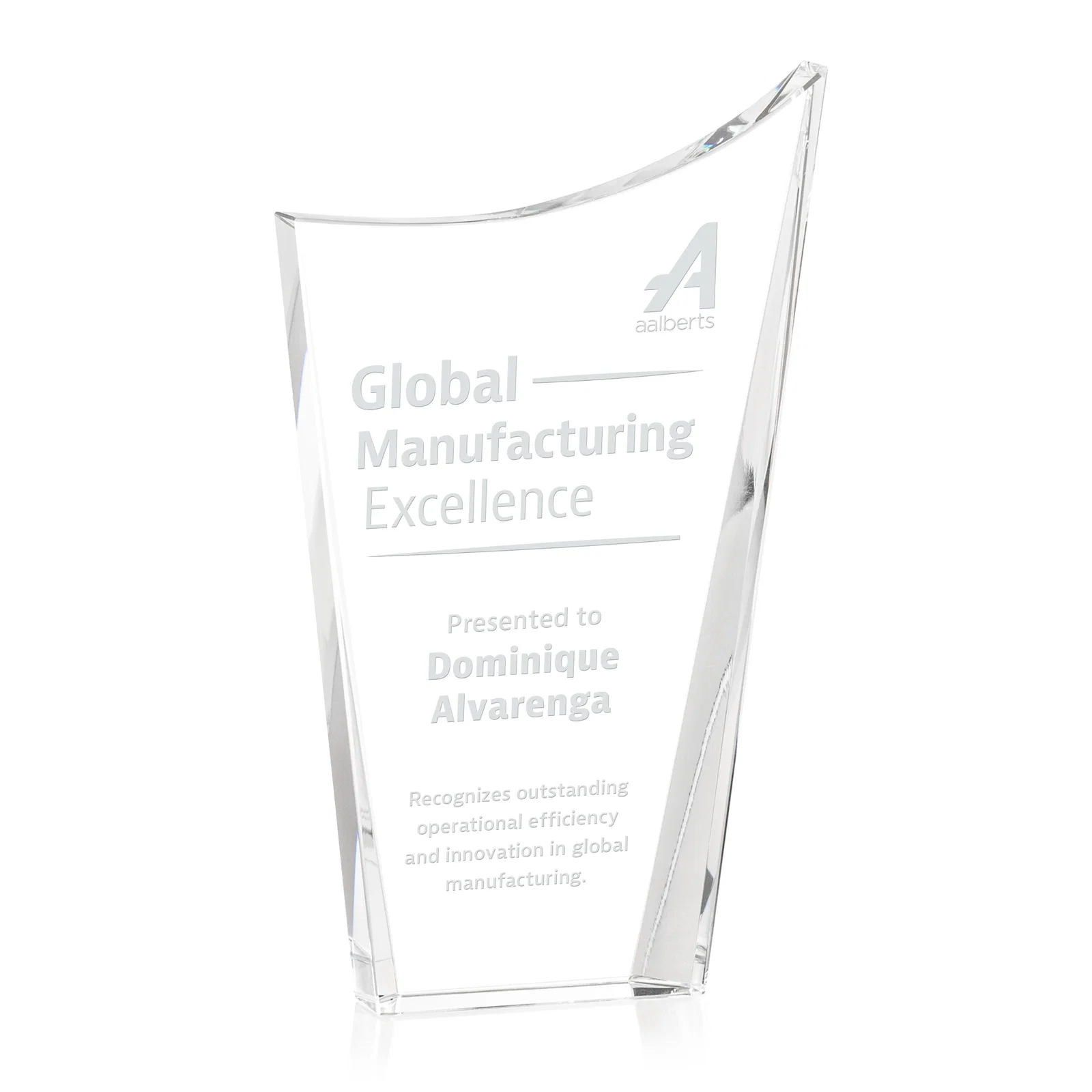 Custom Optical Crystal Award with a Glowing Color Strip Base, awards for sales achievement awards
