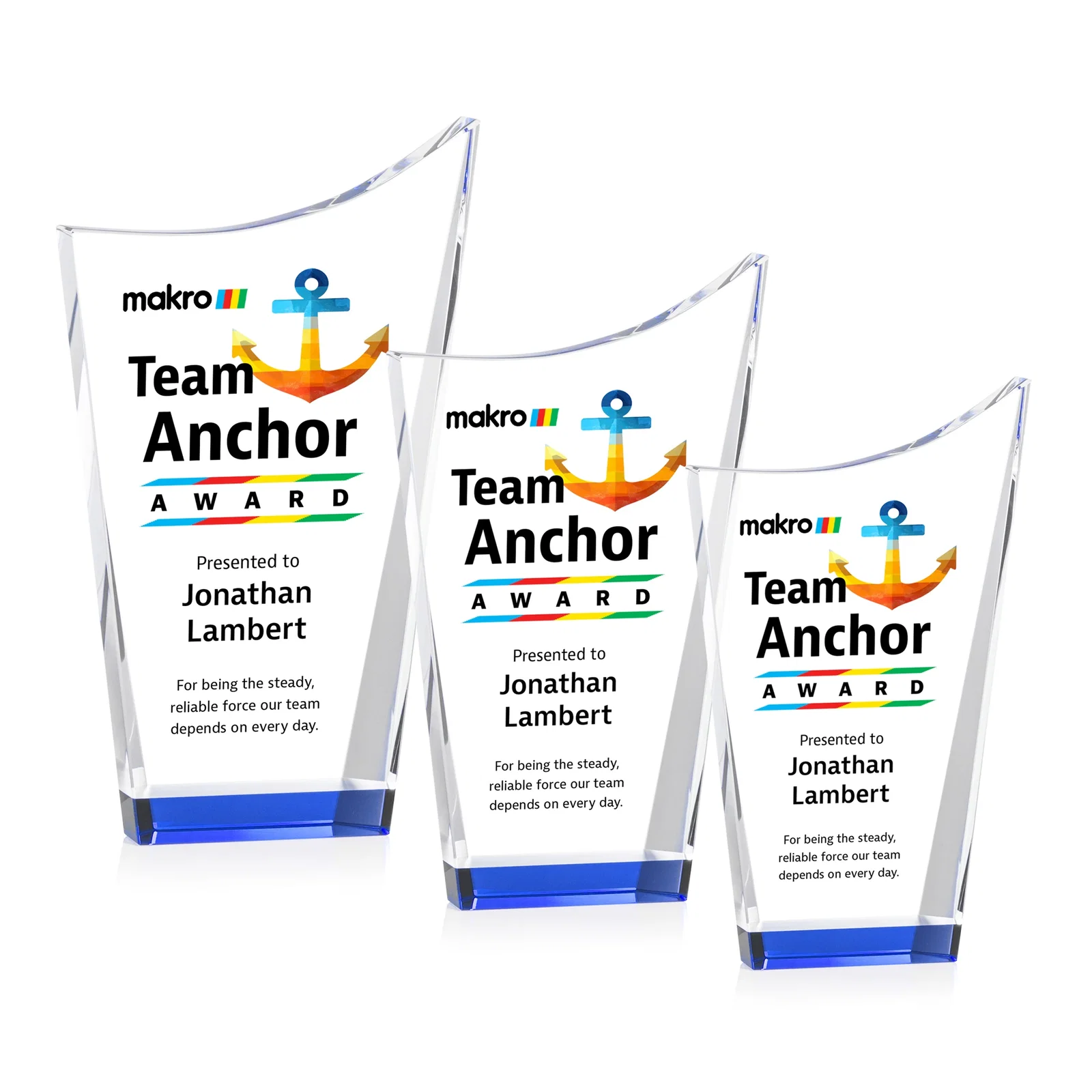 Promotional Optical Crystal Award with a Glowing Color Strip Base, awards for volunteer appreciation