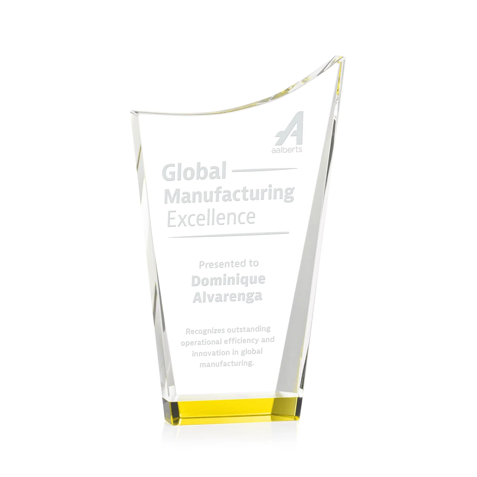 Custom Optical Crystal Award with a Glowing Color Strip Base, awards for team milestone celebrations