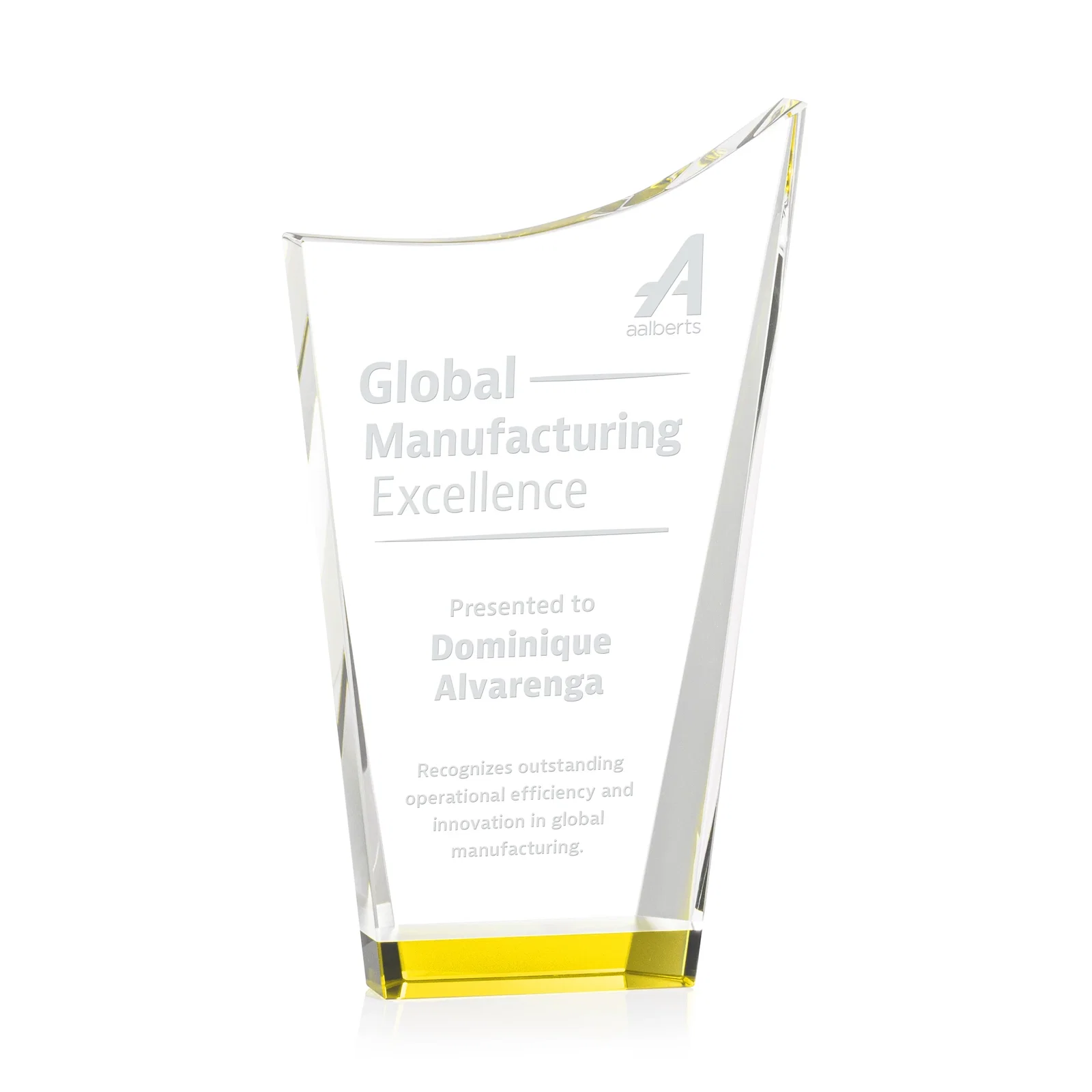 Custom Optical Crystal Award with a Glowing Color Strip Base, awards for donor appreciation