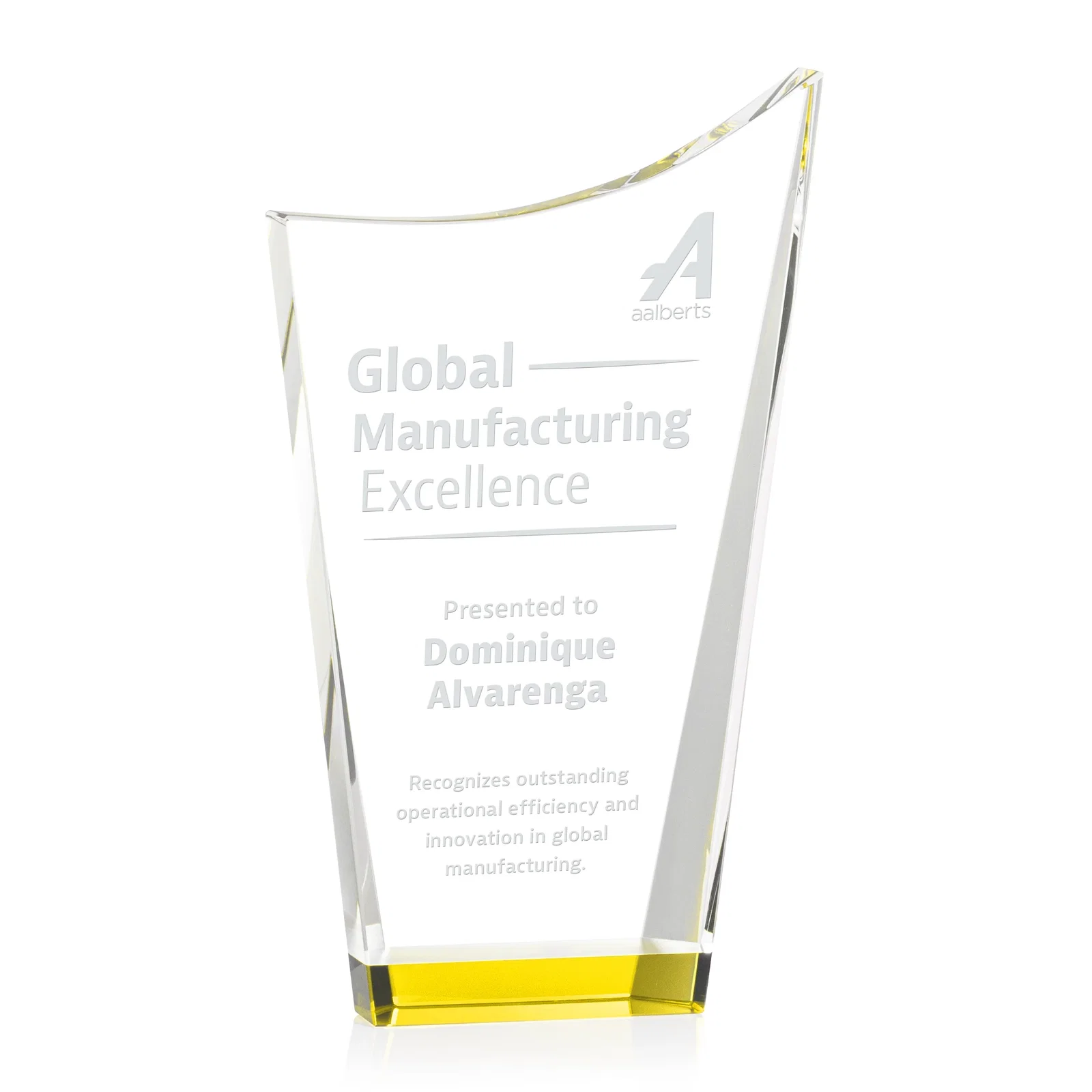 Custom Optical Crystal Award with a Glowing Color Strip Base, awards for graduation ceremonies