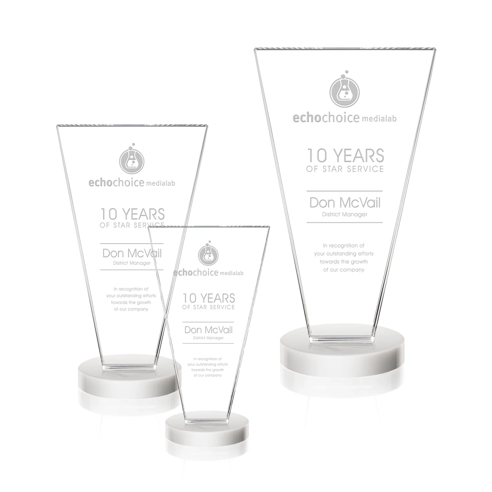 Custom Optical Crystal Award with Bottom-Tapered Beveled Edges, awards for employee recognition