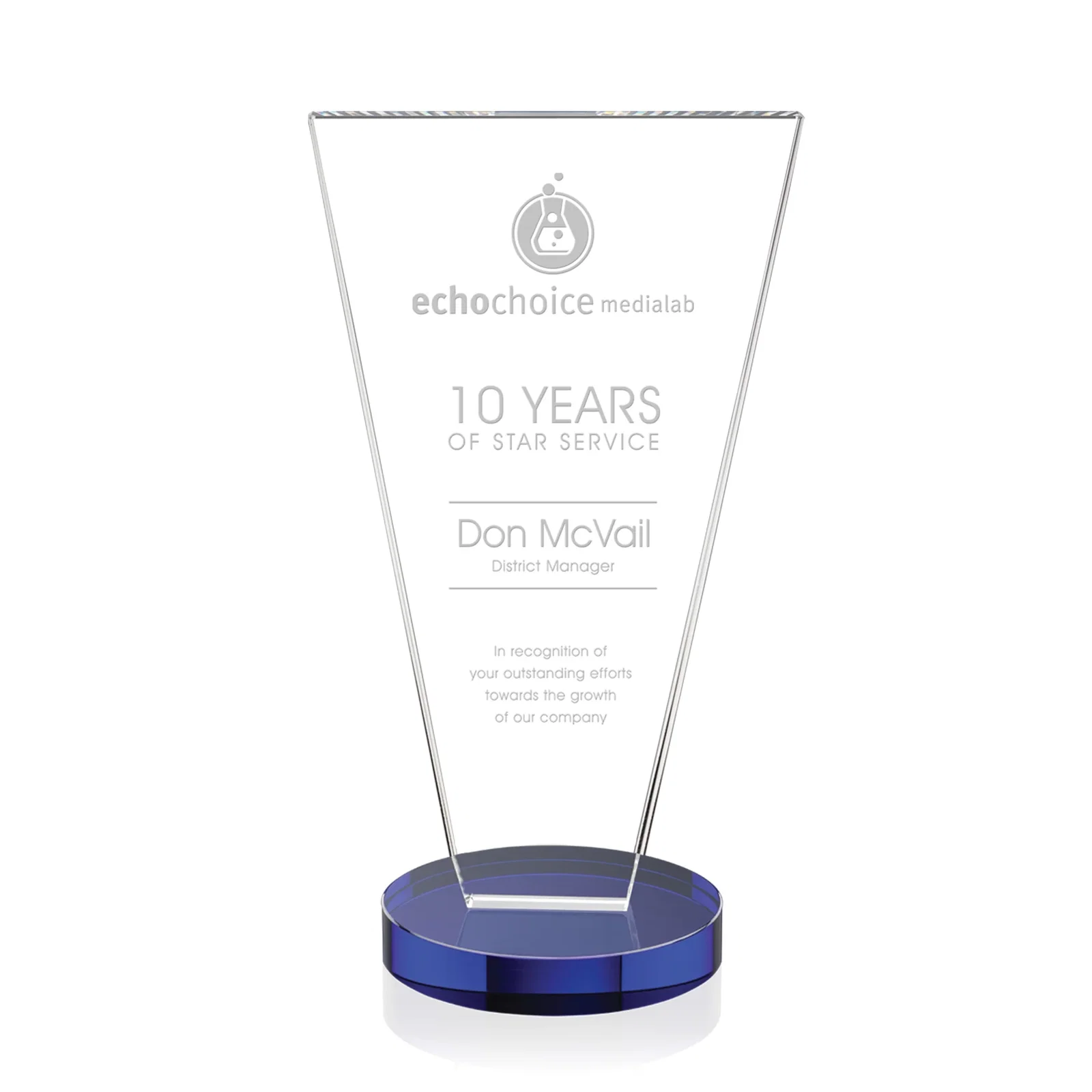 Custom Optical Crystal Award with Bottom-Tapered Beveled Edges, awards for dealer and partner awards