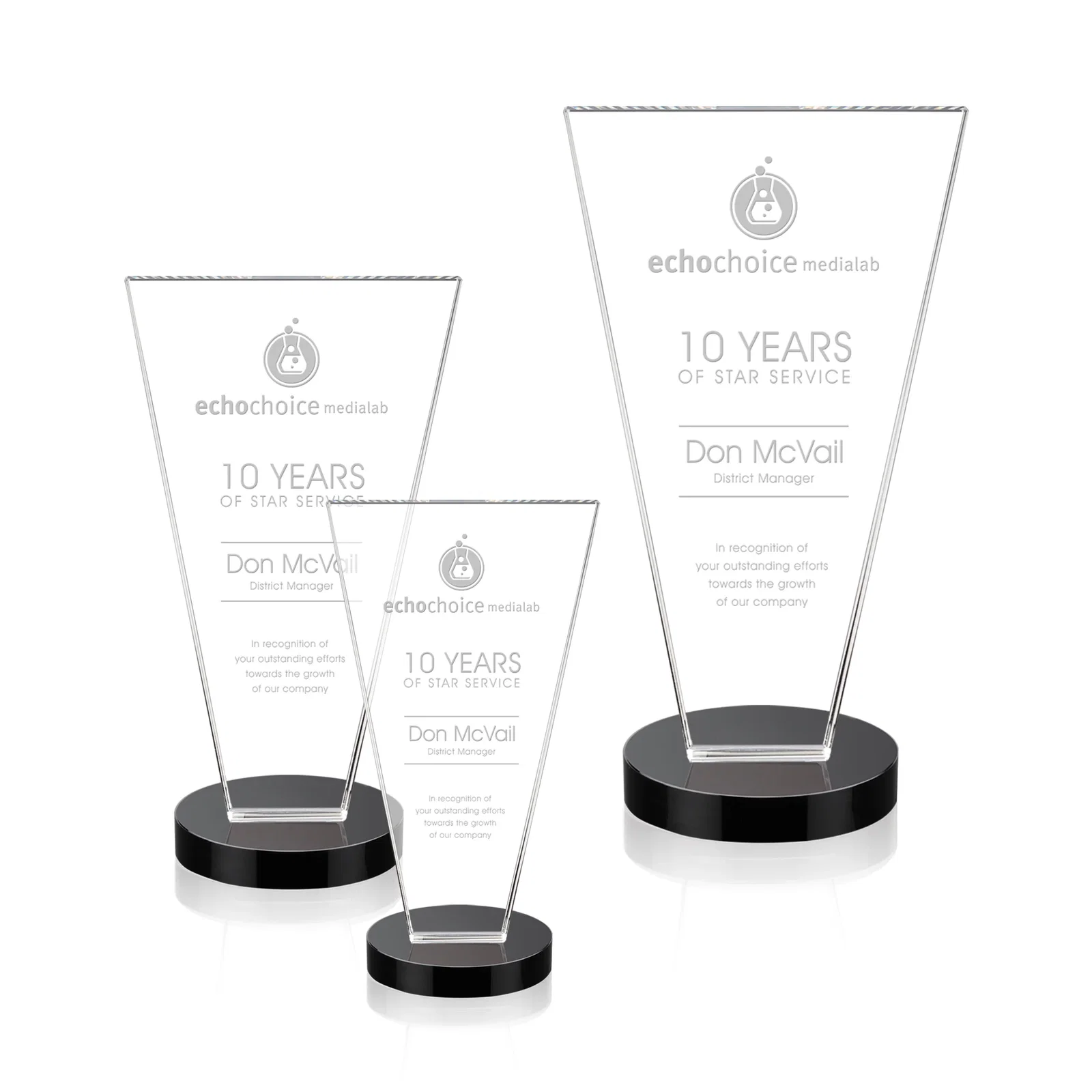 Personalized Optical Crystal Award with Bottom-Tapered Beveled Edges, awards for employee recognition