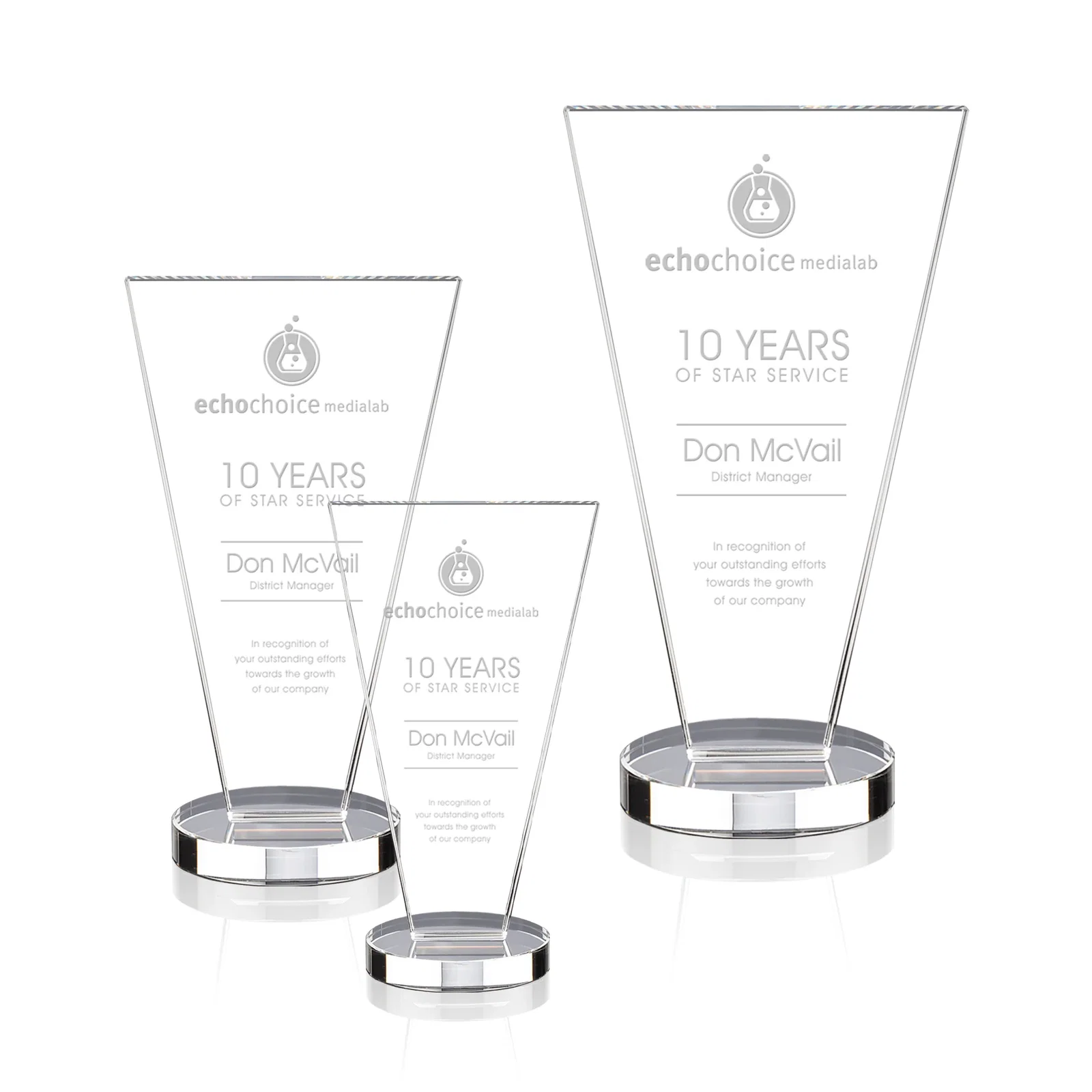 Personalized Optical Crystal Award with Bottom-Tapered Beveled Edges, awards for retirement presentations