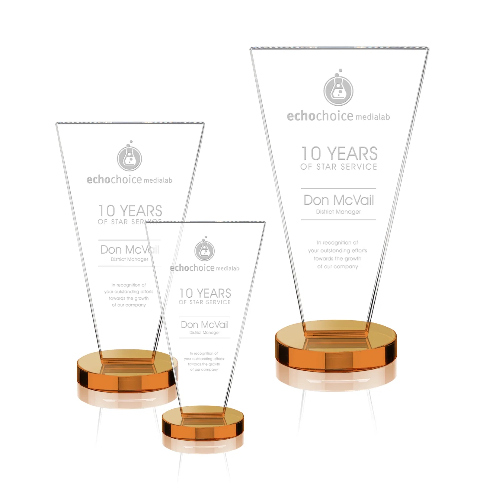 Personalized Optical Crystal Award with Bottom-Tapered Beveled Edges, awards for safety achievement programs