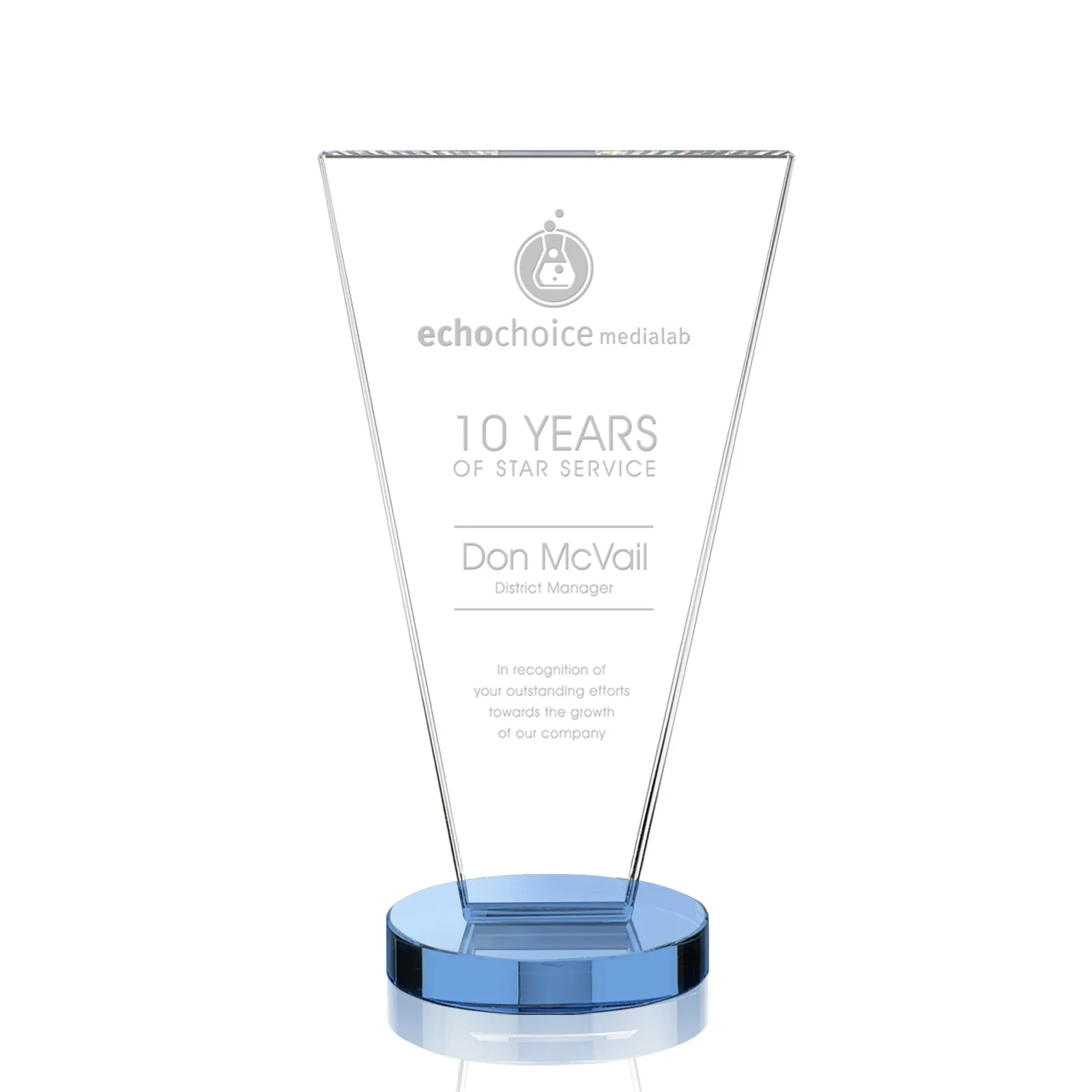 Promotional Optical Crystal Award with Bottom-Tapered Beveled Edges, awards for team milestone celebrations