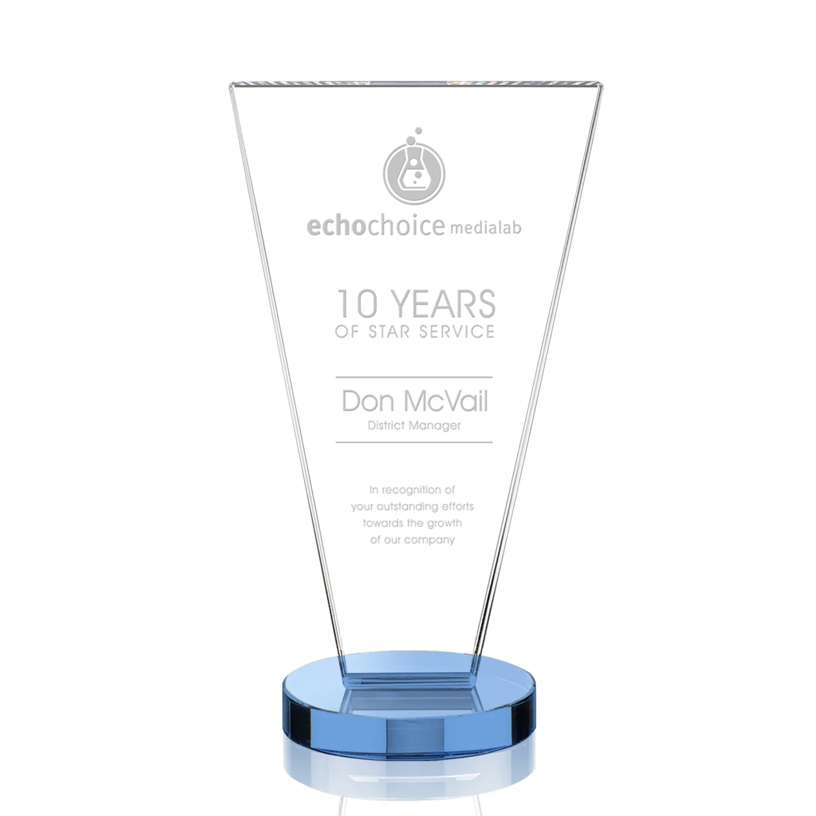 Promotional Optical Crystal Award with Bottom-Tapered Beveled Edges, awards for donor appreciation