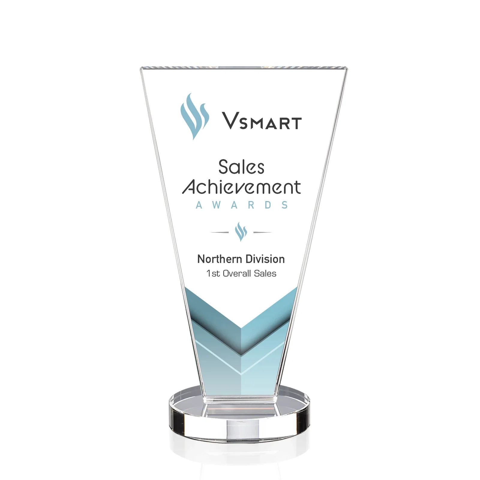Promotional Optical Crystal Award with Bottom-Tapered Beveled Edges, awards for volunteer appreciation