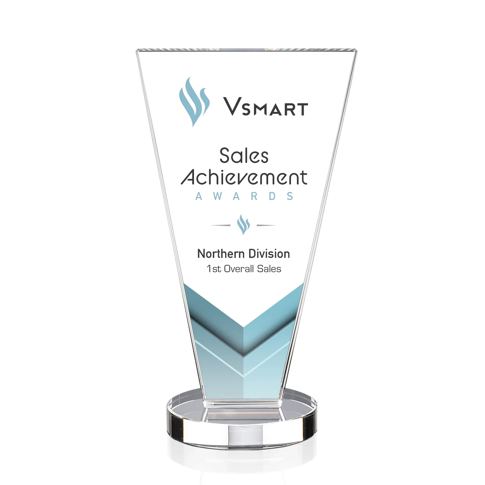 Promotional Optical Crystal Award with Bottom-Tapered Beveled Edges, awards for dealer and partner awards