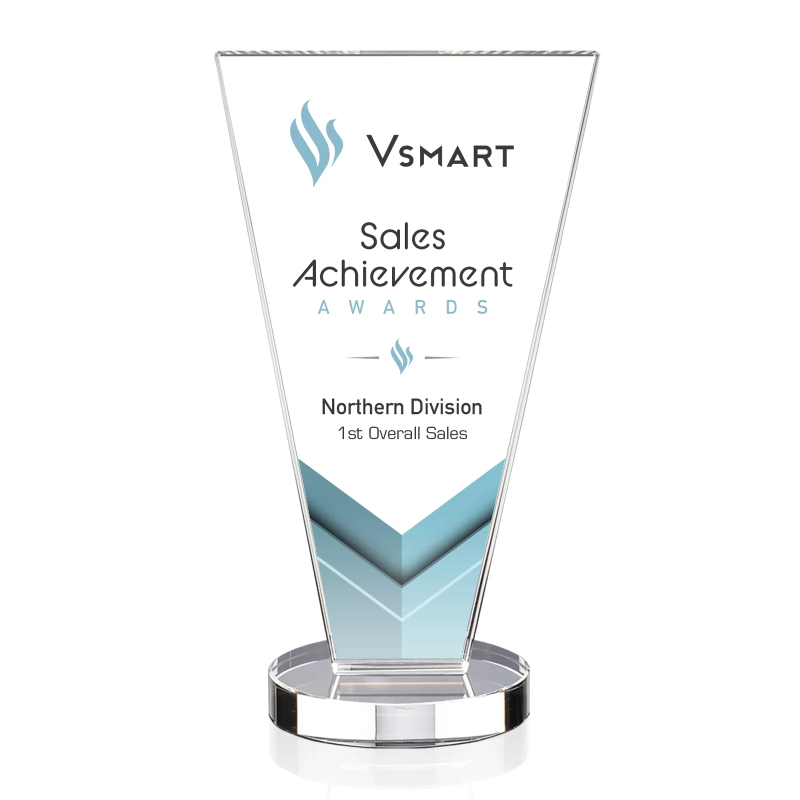 Promotional Optical Crystal Award with Bottom-Tapered Beveled Edges, awards for company anniversary events