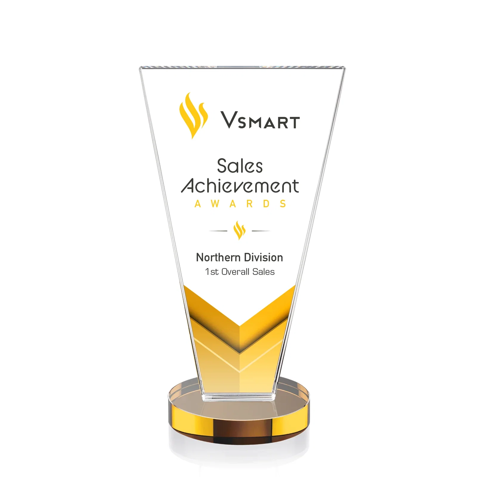 Branded Optical Crystal Award with Bottom-Tapered Beveled Edges, awards for corporate award ceremonies