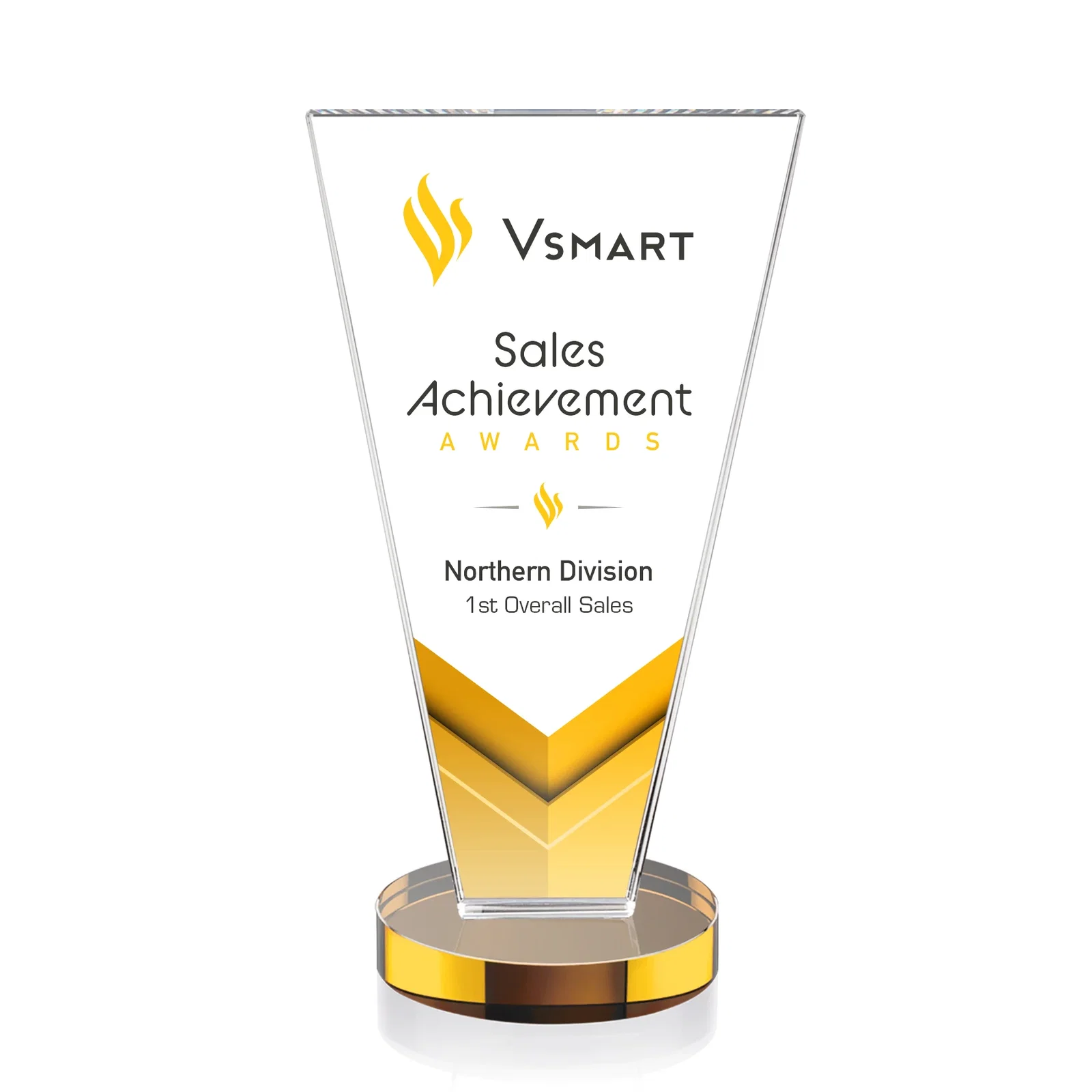 Branded Optical Crystal Award with Bottom-Tapered Beveled Edges, awards for service anniversary gifts